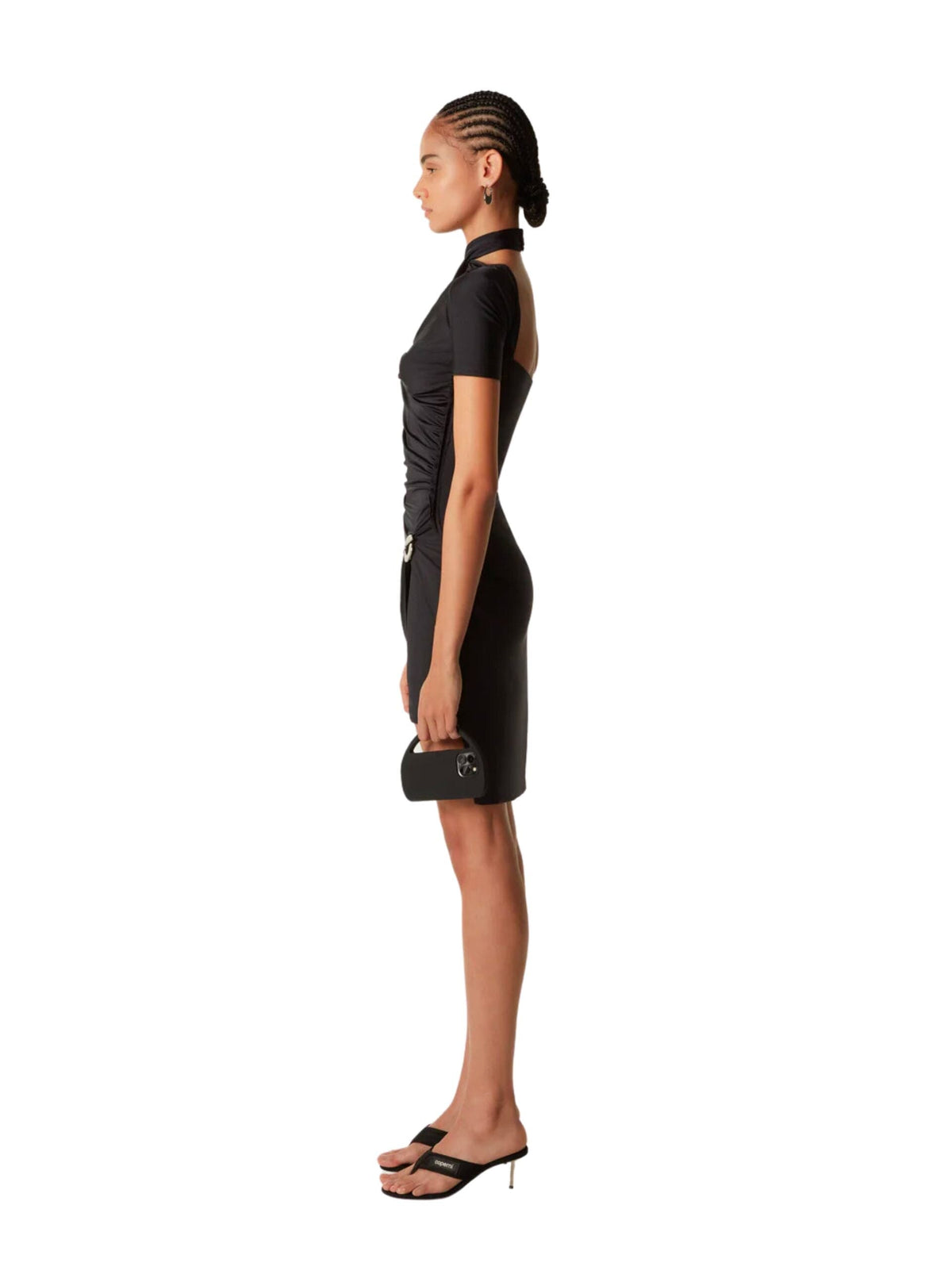 Knitted Asymmetric Draped Jersey Dress / Black Womens Coperni 