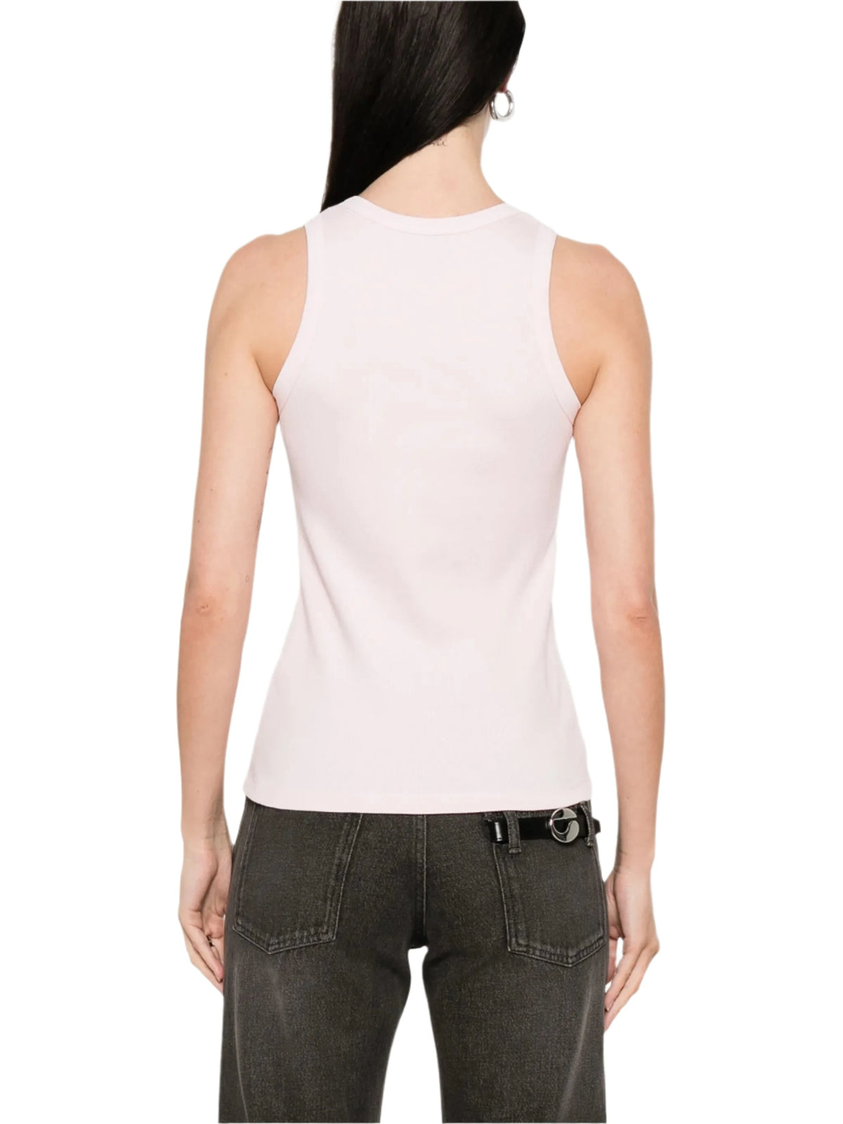 Knitted Rib Logo Tank Top / Pink Womens Coperni 