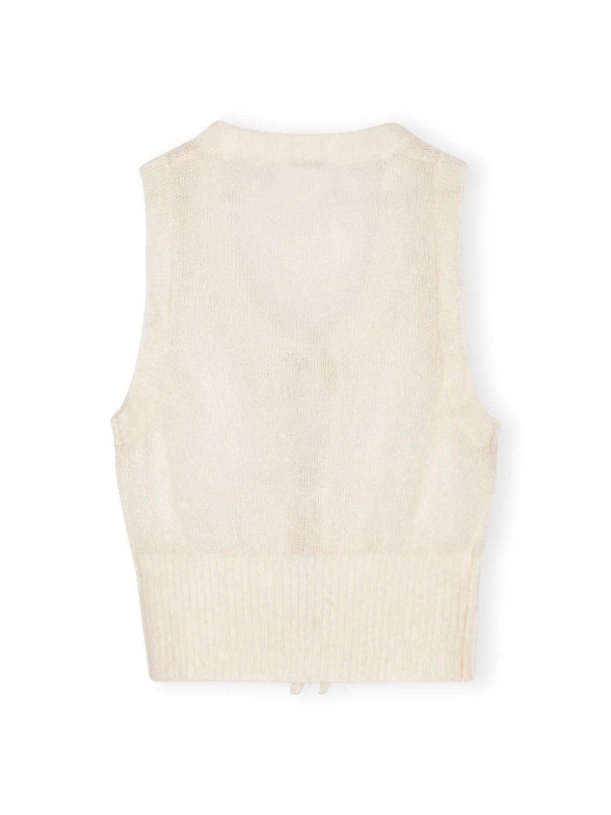 Light Mohair Tie String Vest / Egret Womens GANNI 