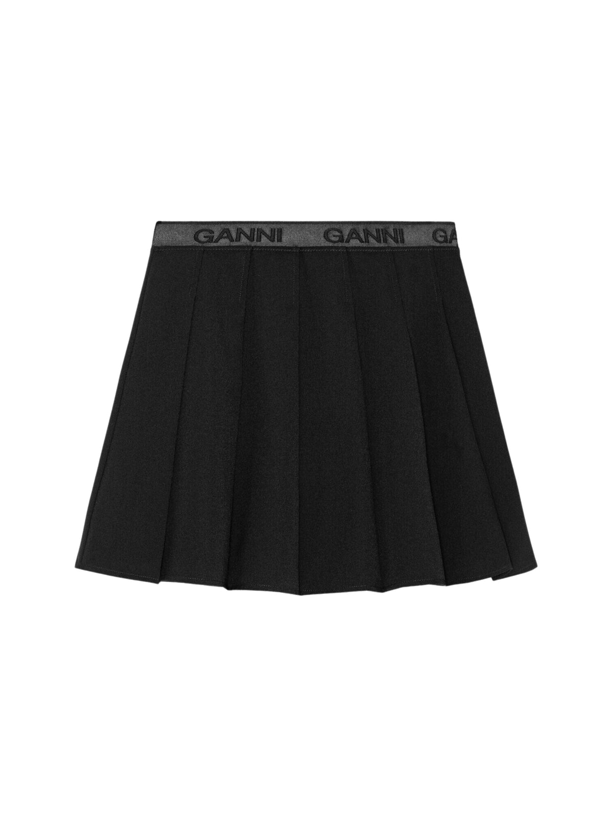 Light Twill Pleated Mini Skirt / Black Womens GANNI 