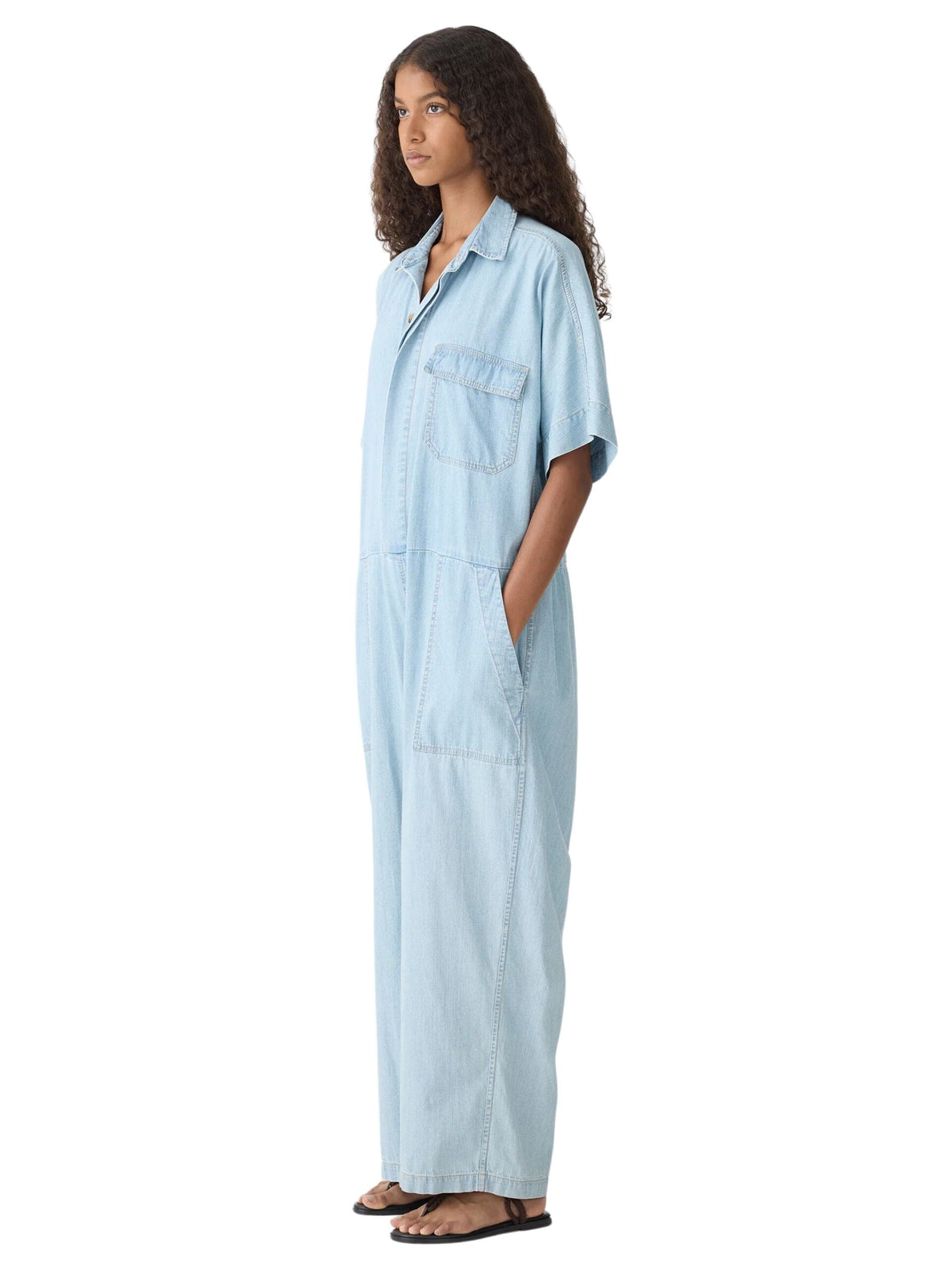 Lightweight Denim Jumpsuit / Light Vintage Blue Womens Bassike 