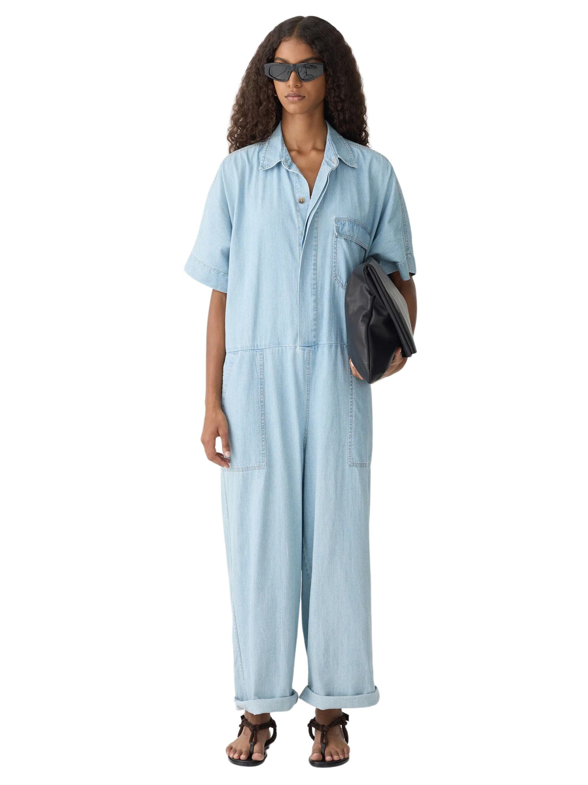 Lightweight Denim Jumpsuit / Light Vintage Blue Womens Bassike 