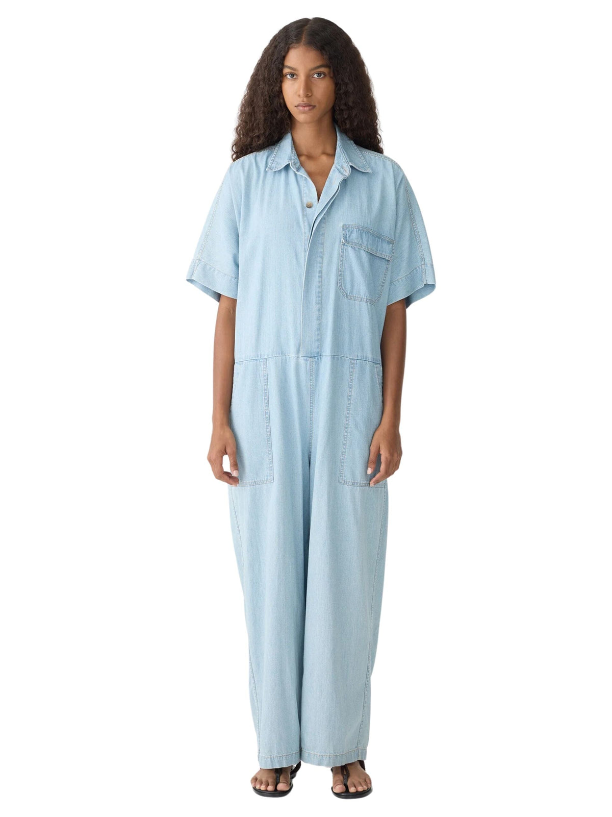 Lightweight Denim Jumpsuit / Light Vintage Blue Womens Bassike 