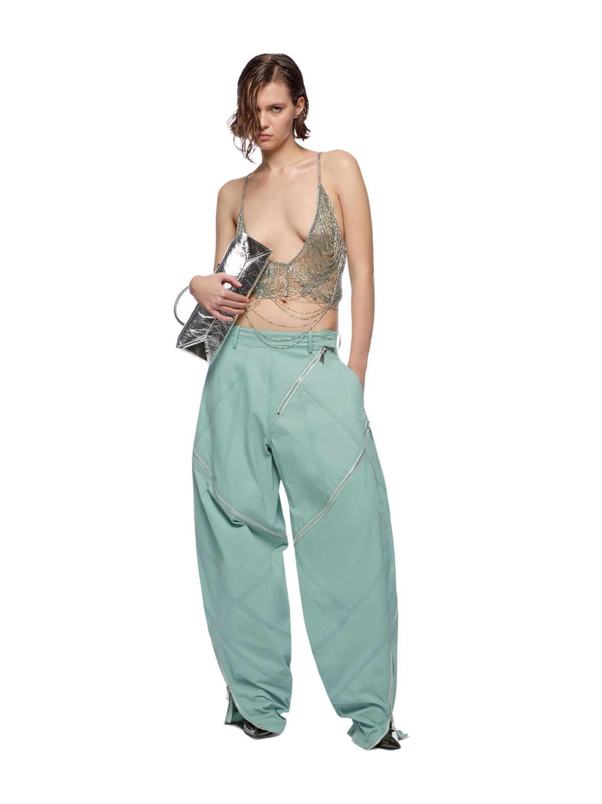 Long Pant Garbardine / Sage Green Womens The Attico 