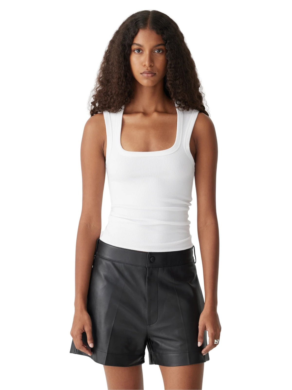 Low Scooped Rib Tank / White Womens Bassike 