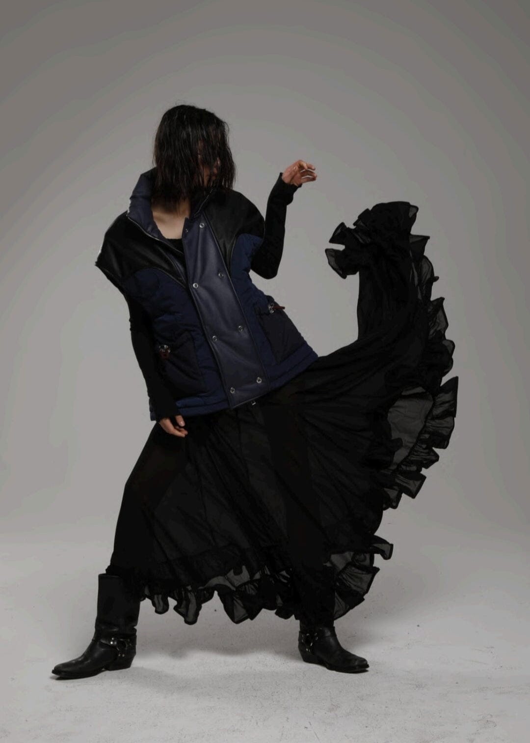 Marbell // Kate Vest Eco Leather / Blue Black Womens Marbell 