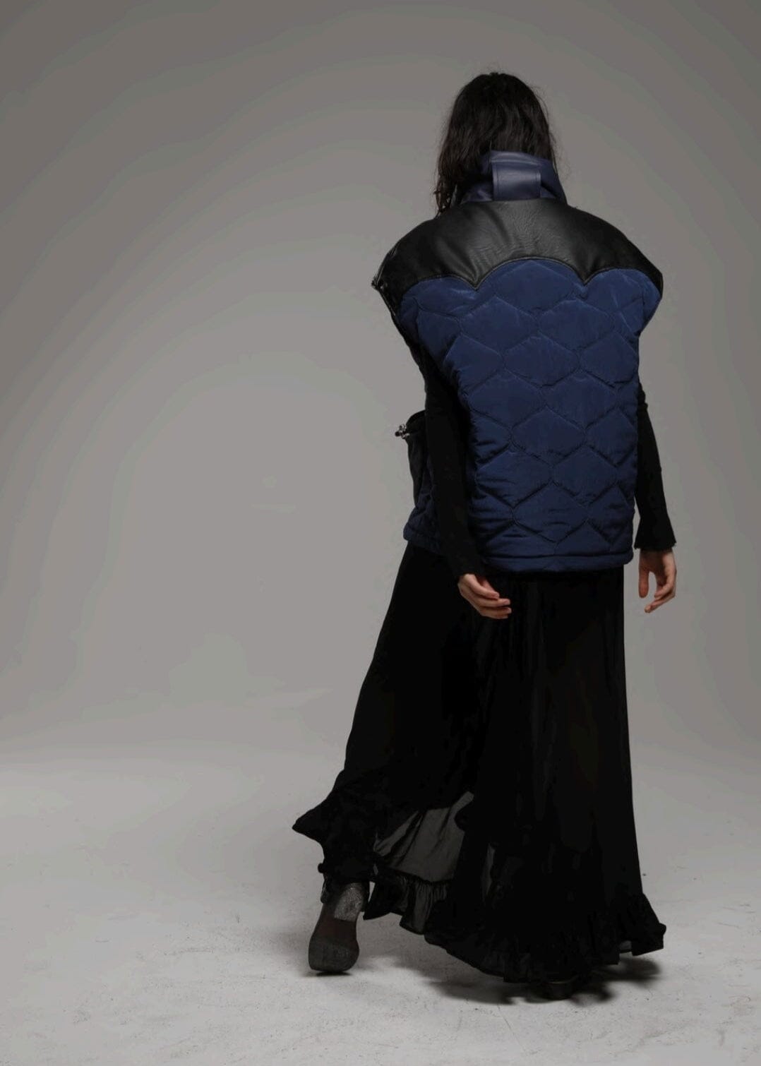Marbell // Kate Vest Eco Leather / Blue Black Womens Marbell 