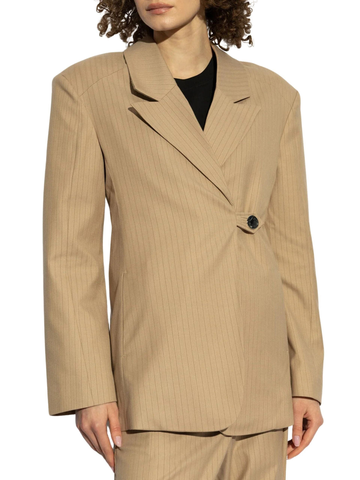 Melange Stripe Suiting Blazer / Caribou Womens GANNI 