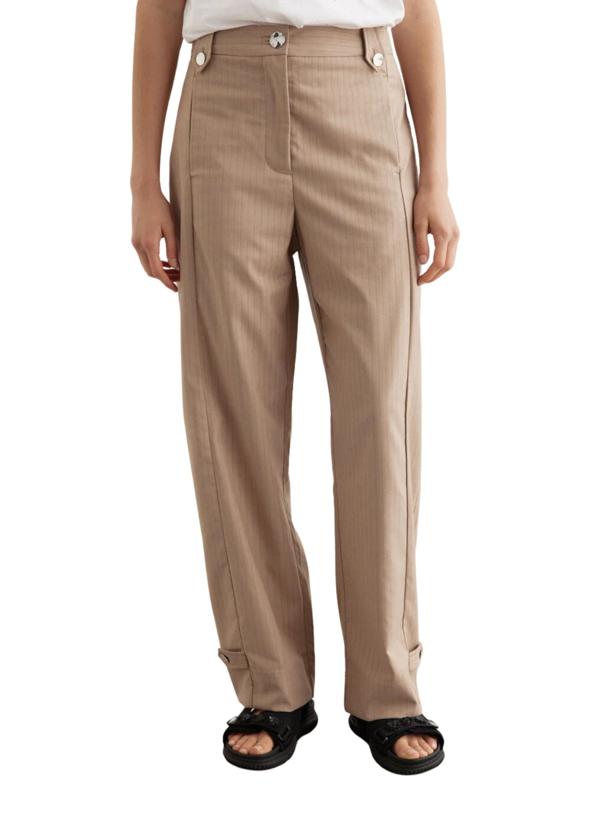 Melange Stripe Suiting Pants / Caribou Womens GANNI 