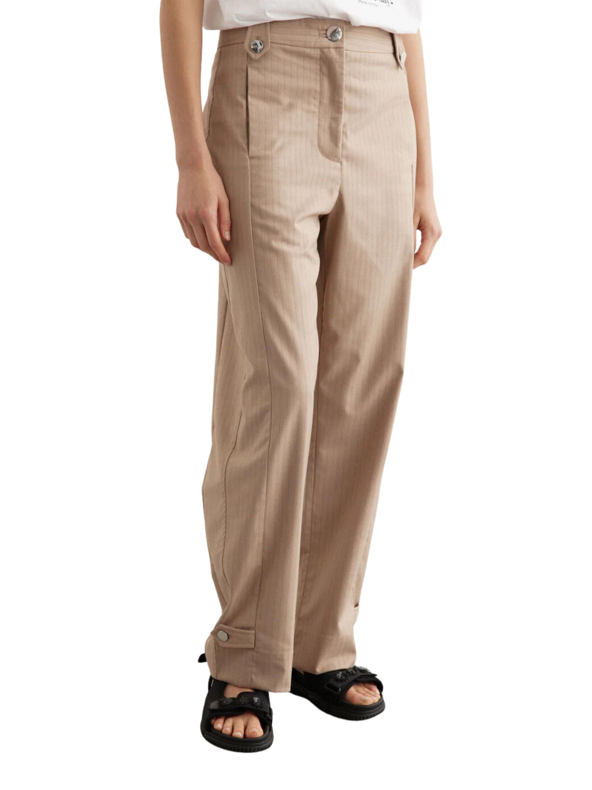 Melange Stripe Suiting Pants / Caribou Womens GANNI 