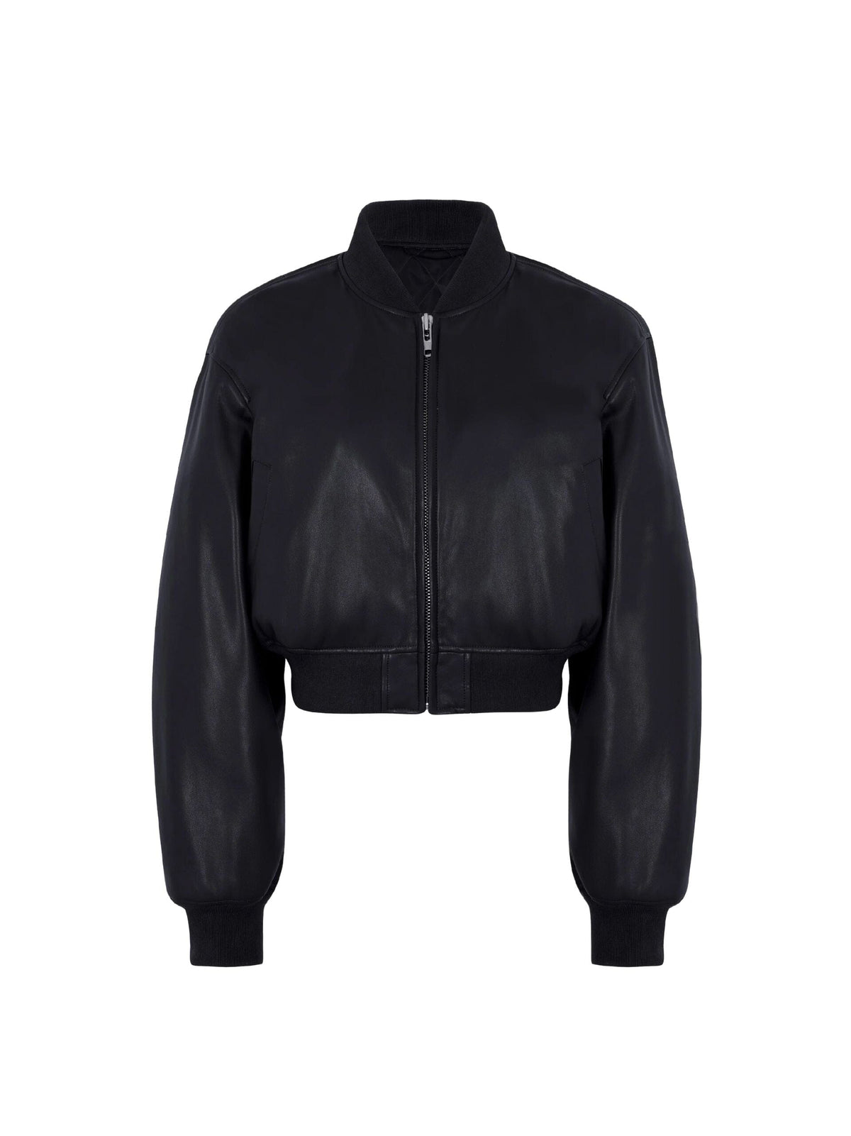 MICKY FAUX LEATHER CROPPED BOMBER - BLACK Womens Frankie Shop 