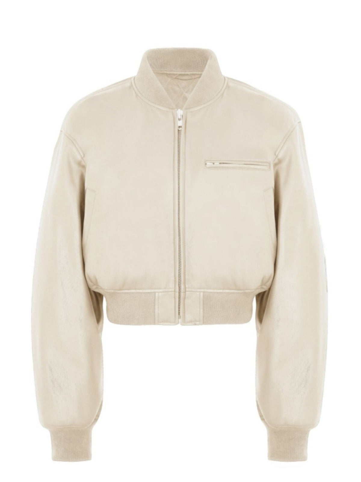 MICKY FAUX LEATHER CROPPED BOMBER - CREAM Womens Frankie Shop 