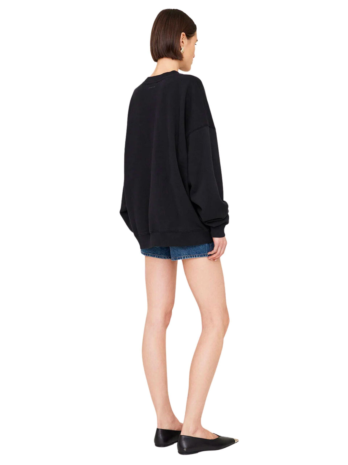 Miles Oversized Sweatshirt Letterman / Black Womens Anine Bing 