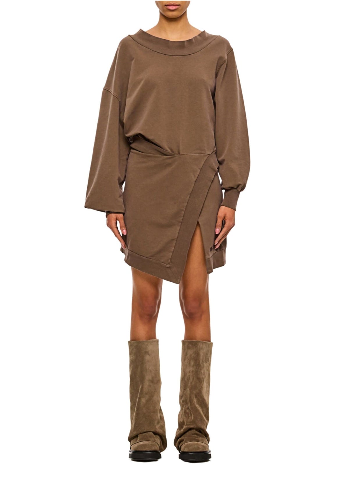 Mini Dress Light American Fleece / Faded Brown Womens The Attico 