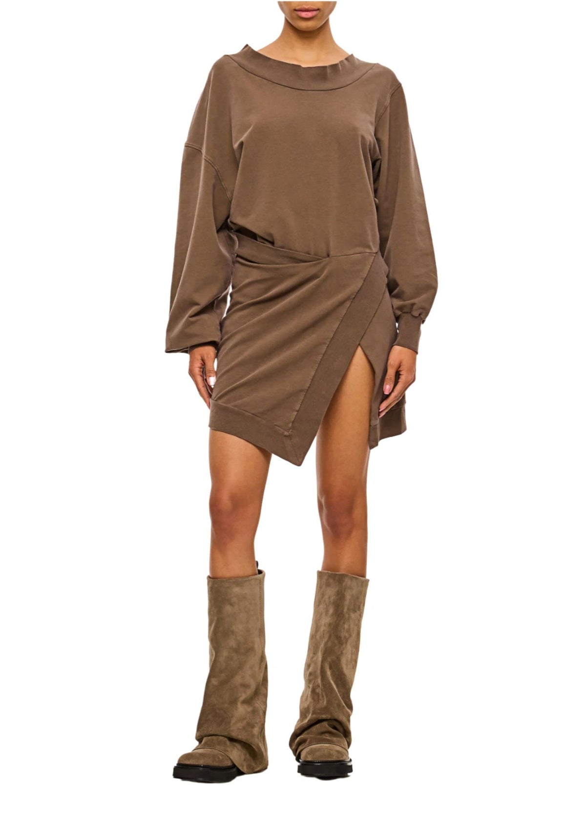 Mini Dress Light American Fleece / Faded Brown Womens The Attico 