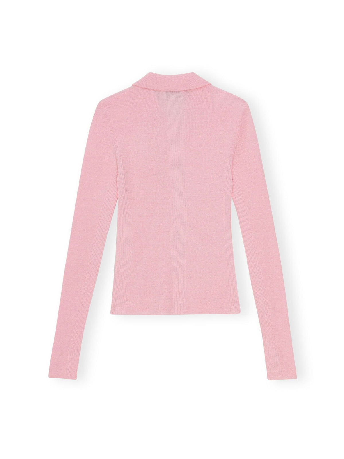 Mini Ribbed Merino Polo / Chalk Pink Womens GANNI 