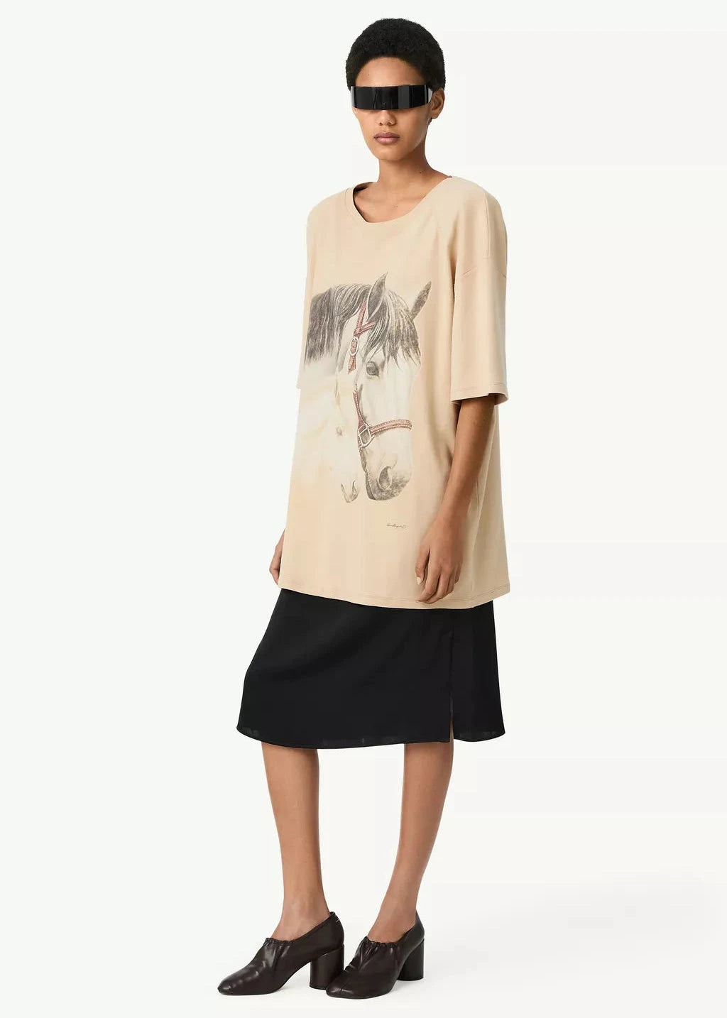 MM6 Maison Margiela // Horse Portrait Short Sleeve T-Shirt / 109 Womens MM6 Maison Margiela 