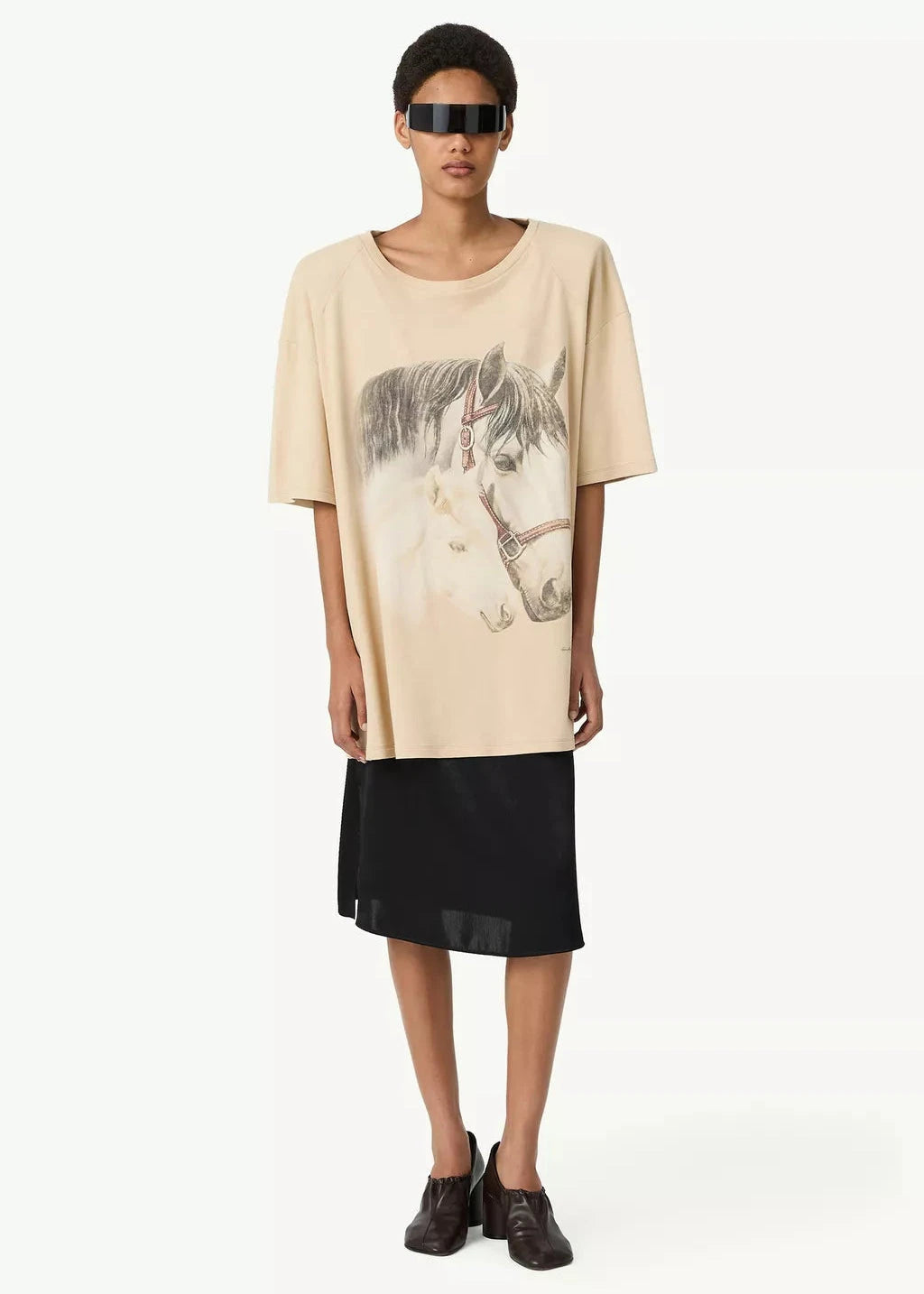 MM6 Maison Margiela // Horse Portrait Short Sleeve T-Shirt / 109 Womens MM6 Maison Margiela 