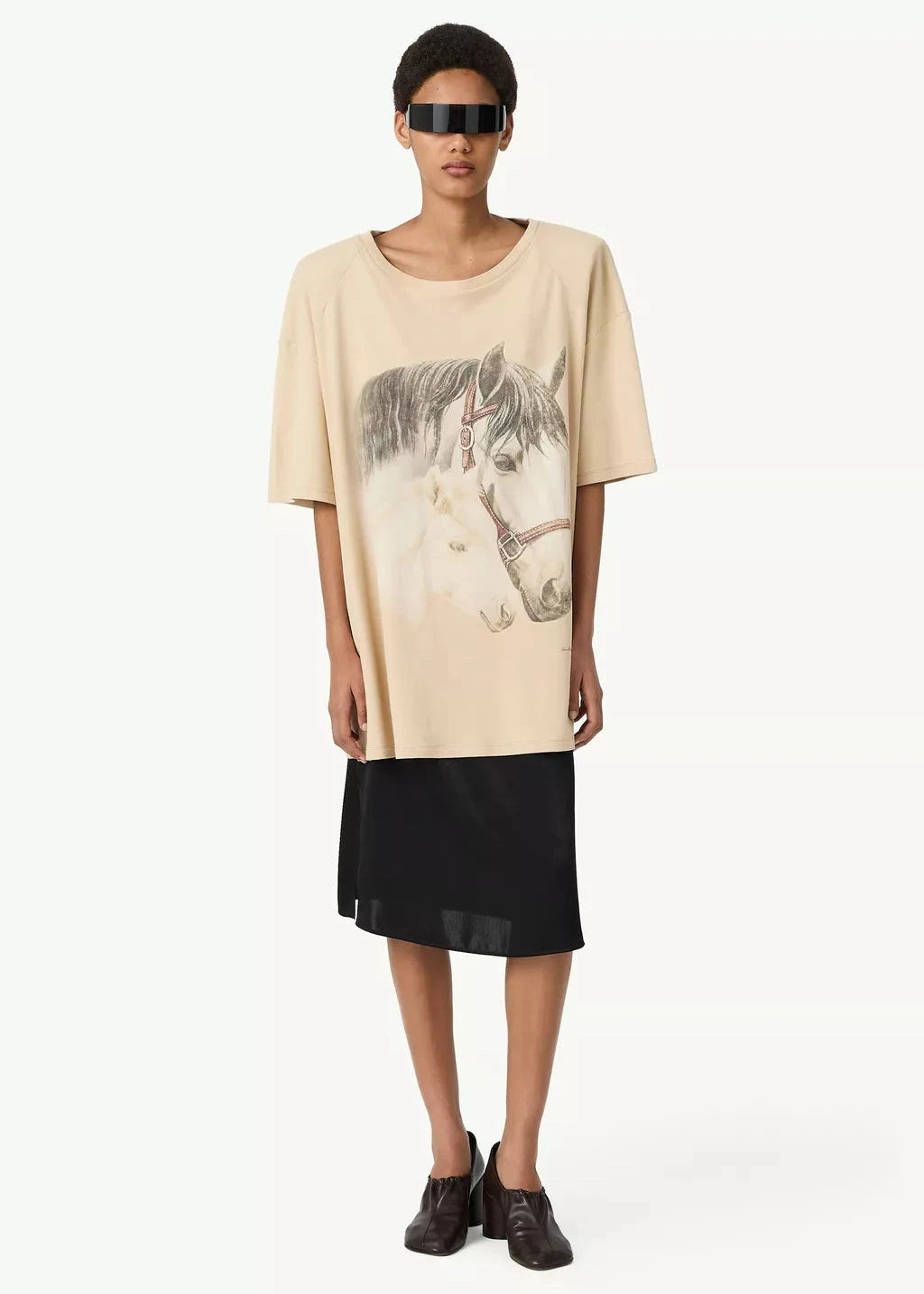 MM6 Maison Margiela // Horse Portrait Short Sleeve T-Shirt / 109 Womens MM6 Maison Margiela 