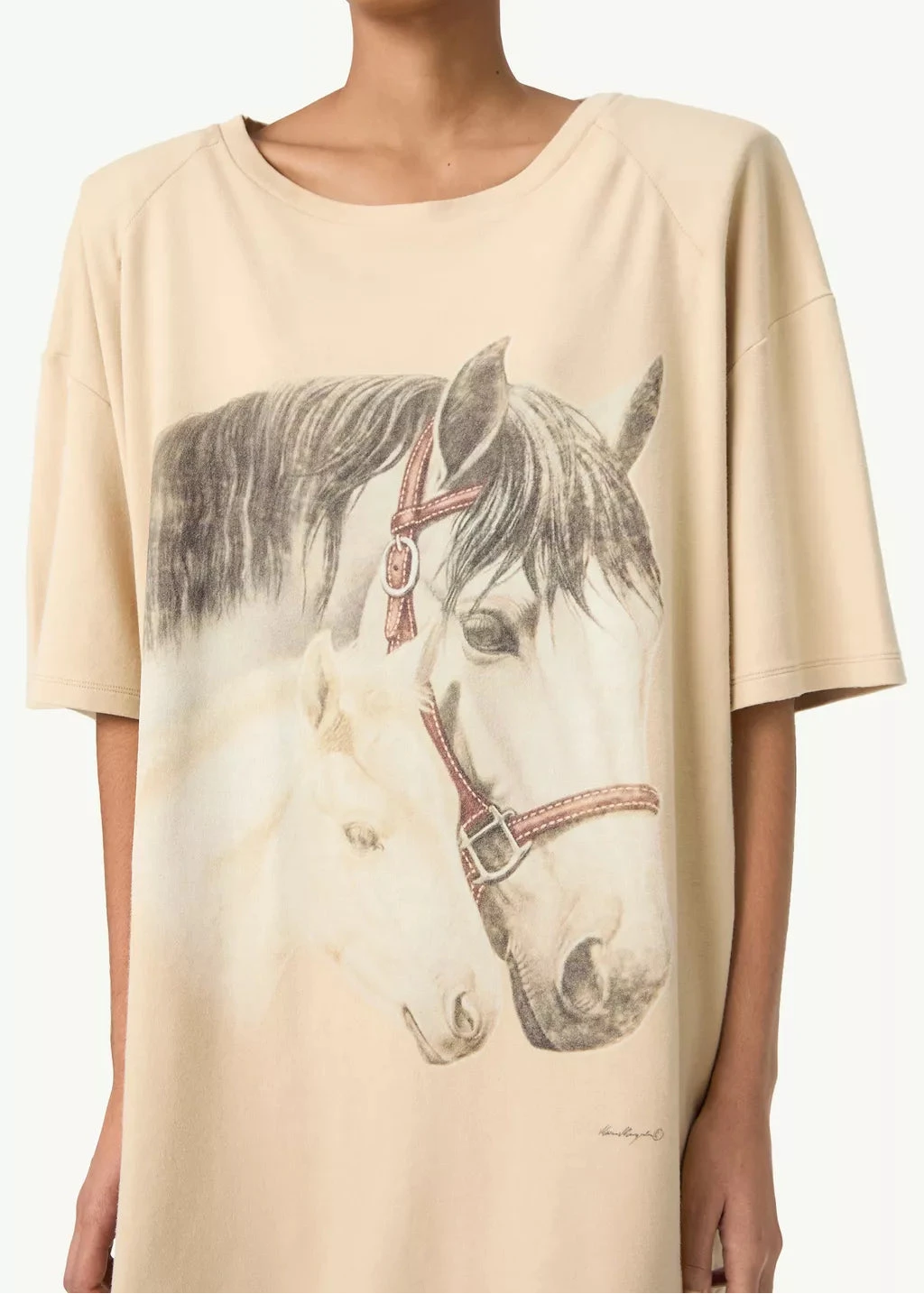 MM6 Maison Margiela // Horse Portrait Short Sleeve T-Shirt / 109 Womens MM6 Maison Margiela 