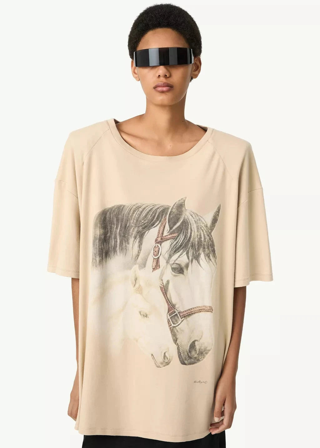 MM6 Maison Margiela // Horse Portrait Short Sleeve T-Shirt / 109 Womens MM6 Maison Margiela 