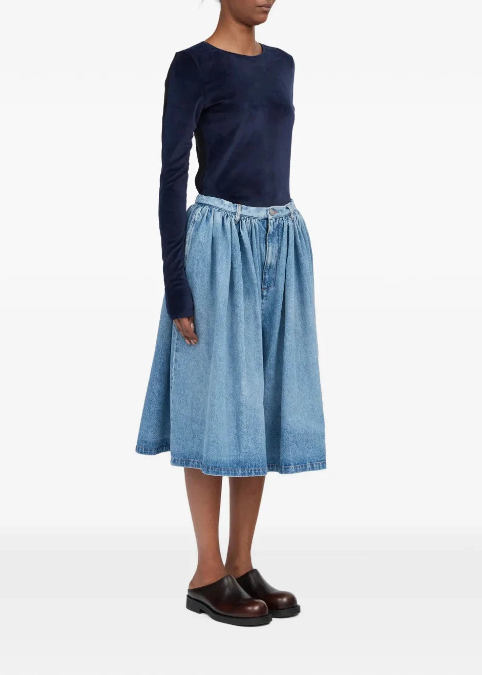 MM6 Maison Margiela // Pleated Denim Shorts / Blue Womens MM6 Maison Margiela 