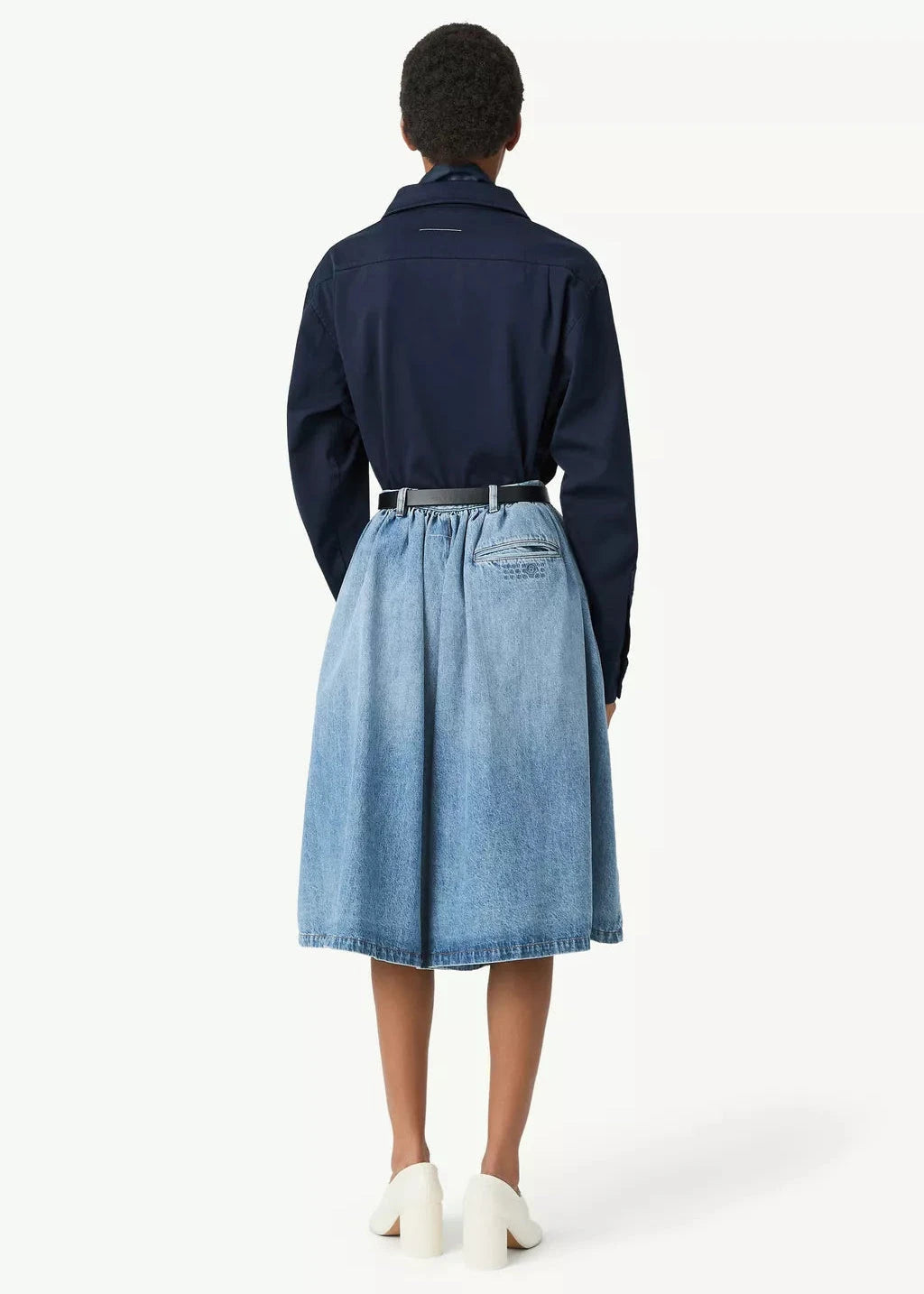 MM6 Maison Margiela // Pleated Denim Shorts / Blue Womens MM6 Maison Margiela 