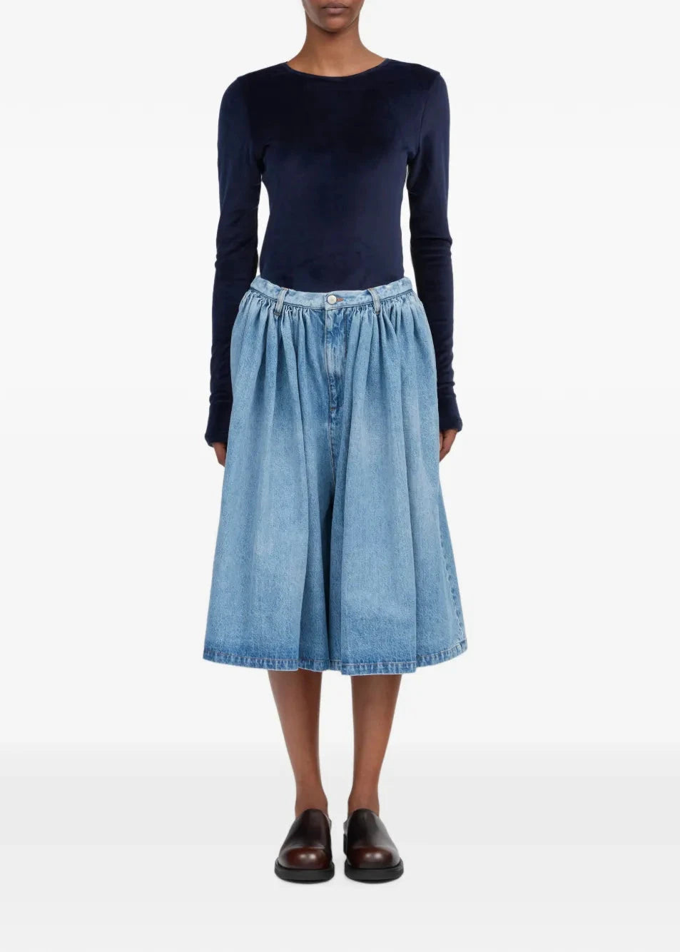 MM6 Maison Margiela // Pleated Denim Shorts / Blue Womens MM6 Maison Margiela 