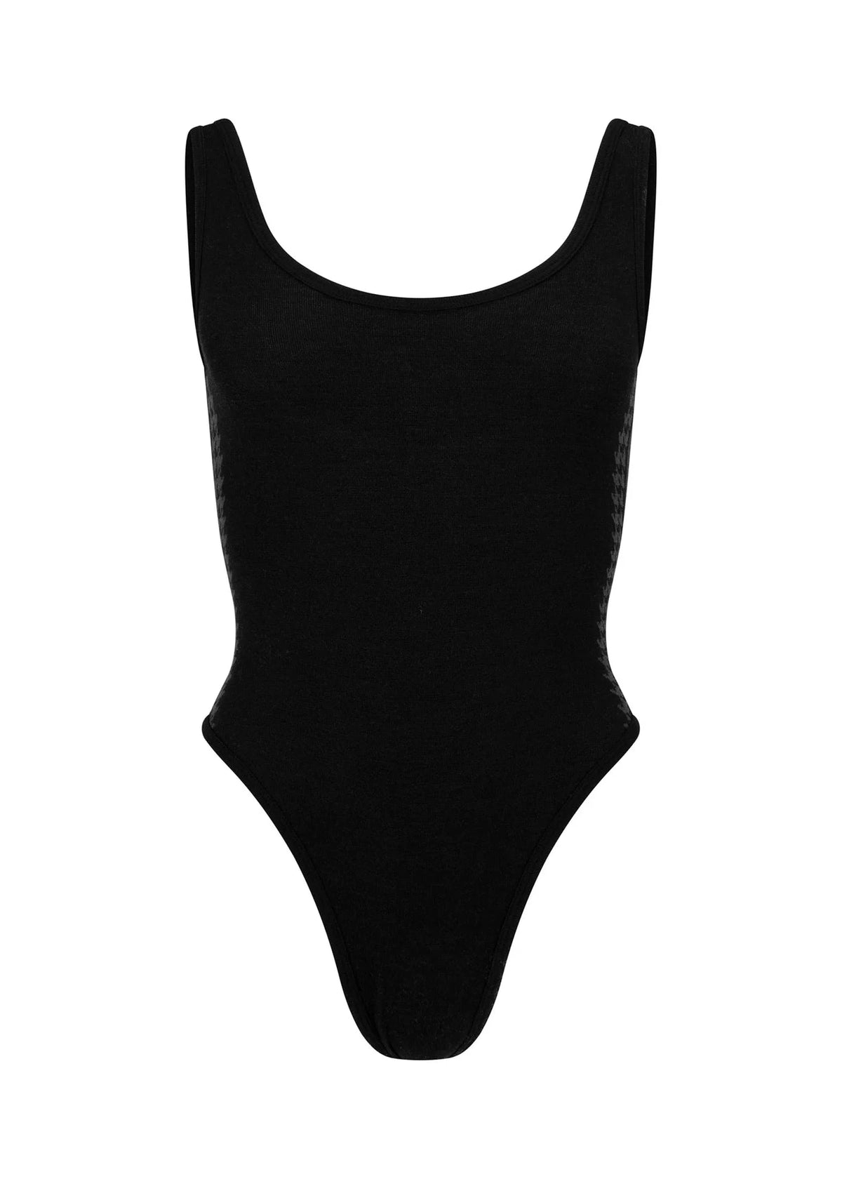 Nagnata // Houndstooth Wool Bodysuit / Black Womens Nagnata 