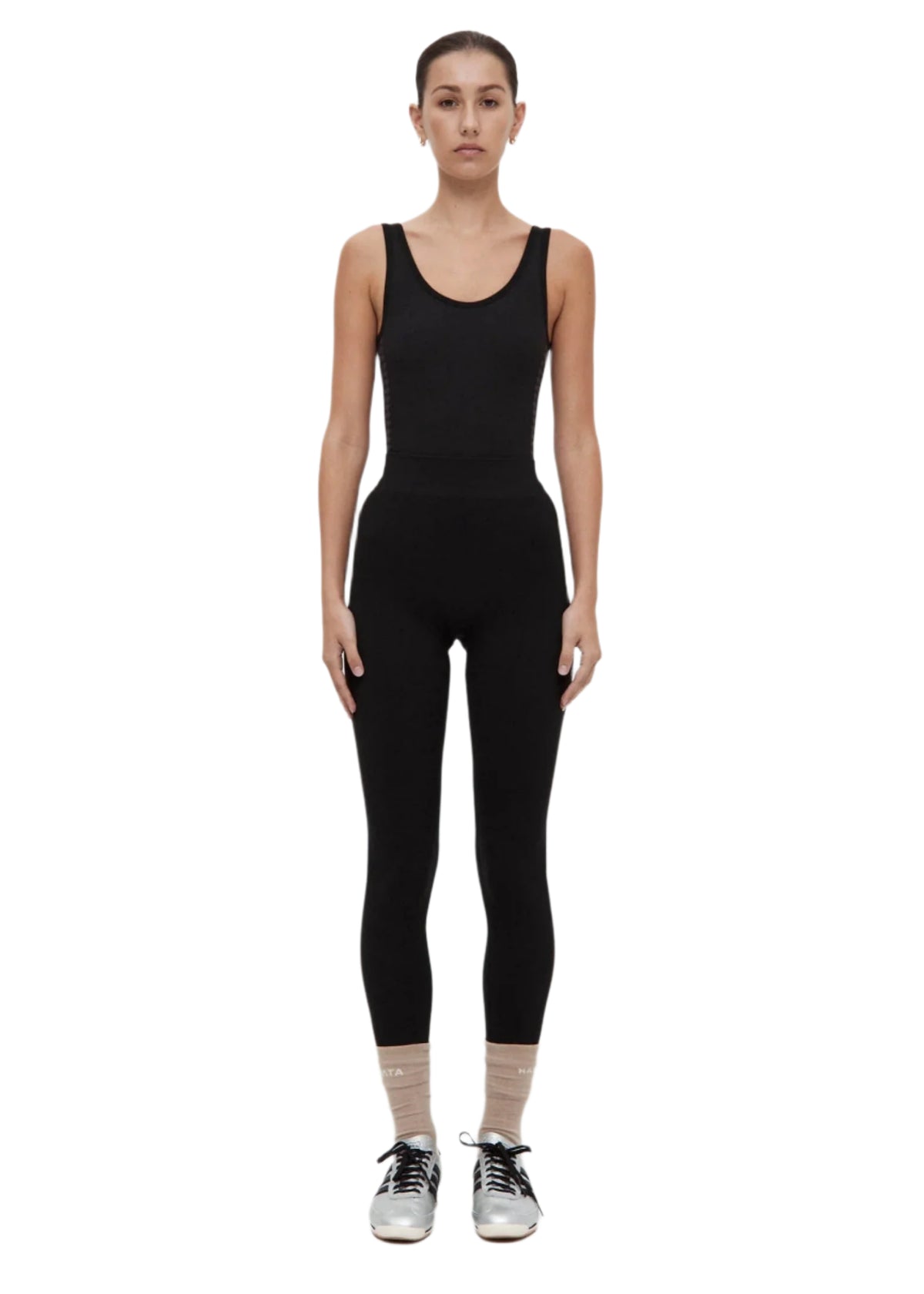 Nagnata // Houndstooth Wool Bodysuit / Black Womens Nagnata 