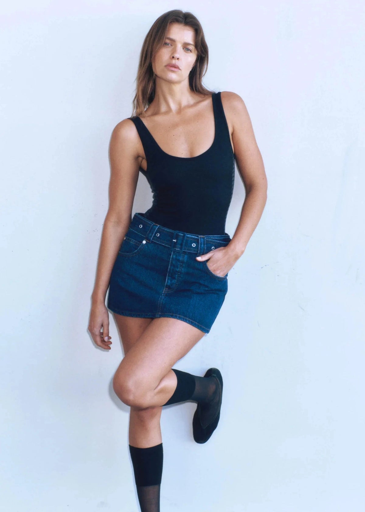 Nagnata // Houndstooth Wool Bodysuit / Black Womens Nagnata 