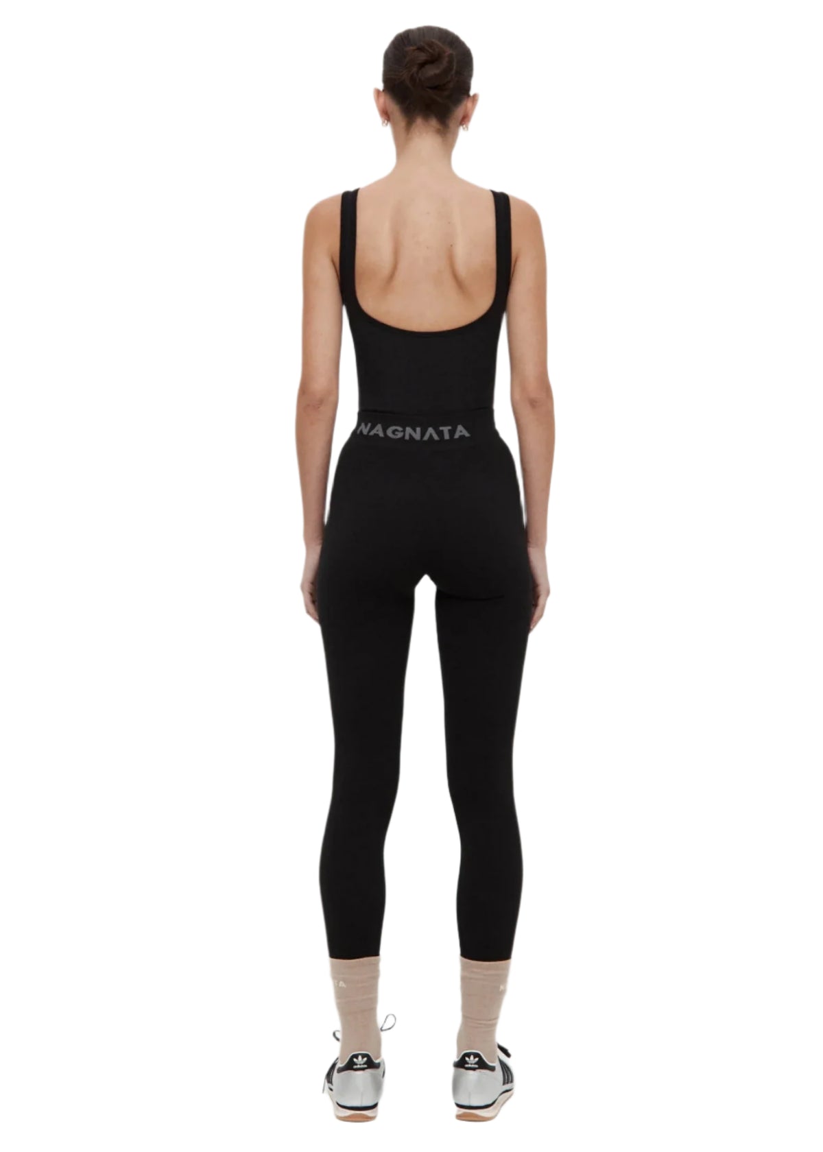 Nagnata // Houndstooth Wool Bodysuit / Black Womens Nagnata 