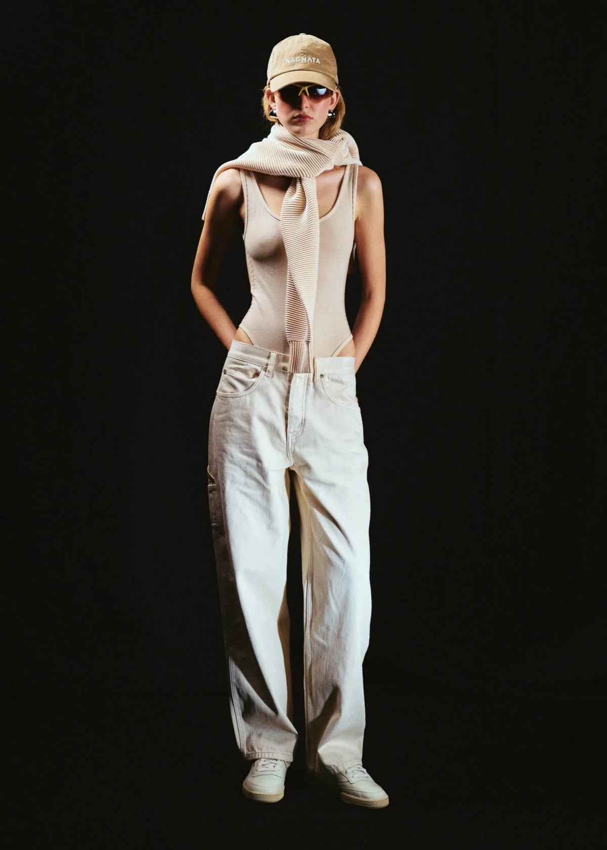 Nagnata // Houndstooth Wool Bodysuit / Bone White Womens Nagnata 