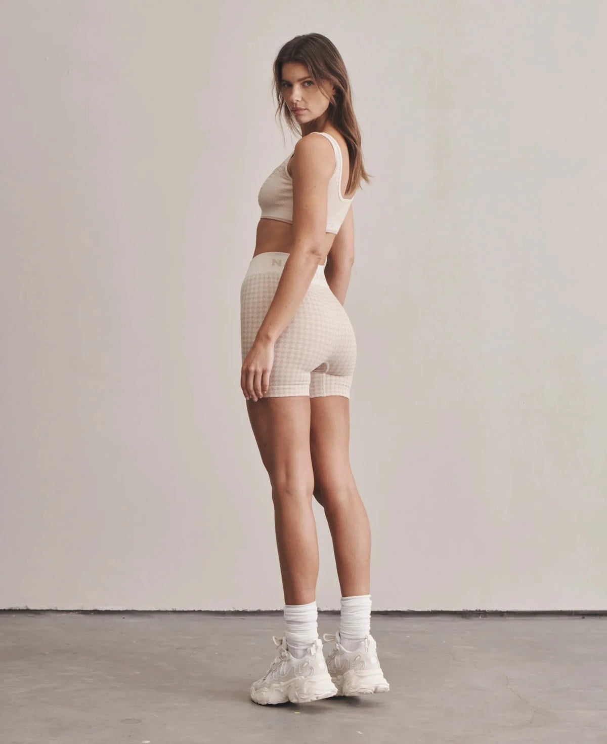 Nagnata // Houndstooth Wool Bralet / Bone White Womens Nagnata 