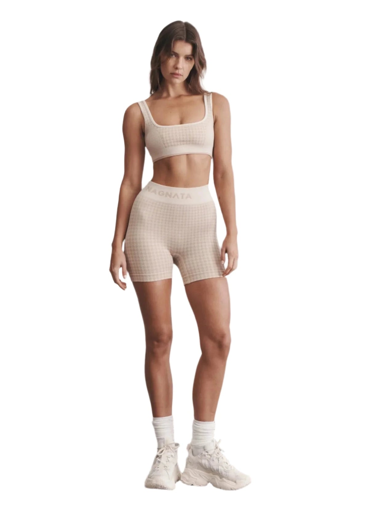 Nagnata // Houndstooth Wool Bralet / Bone White Womens Nagnata 