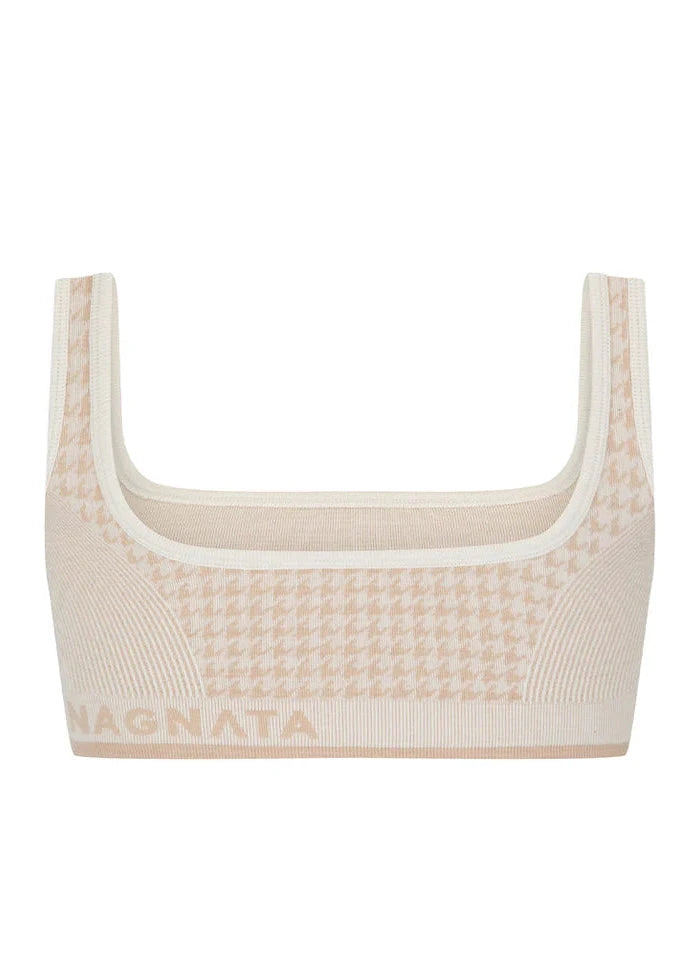 Nagnata // Houndstooth Wool Bralet / Bone White Womens Nagnata 