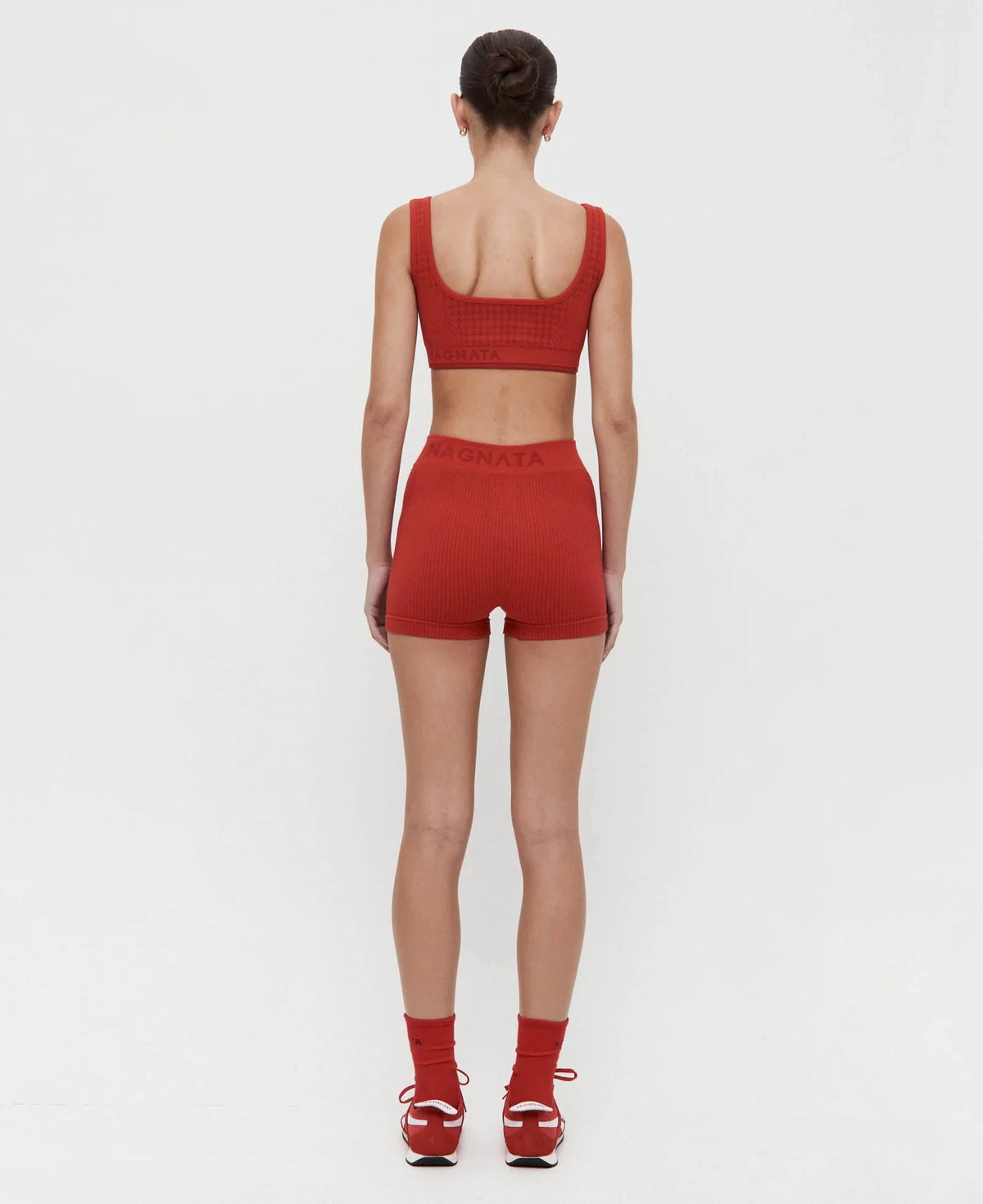 Nagnata // Houndstooth Wool Bralet / Crimson Womens Nagnata 