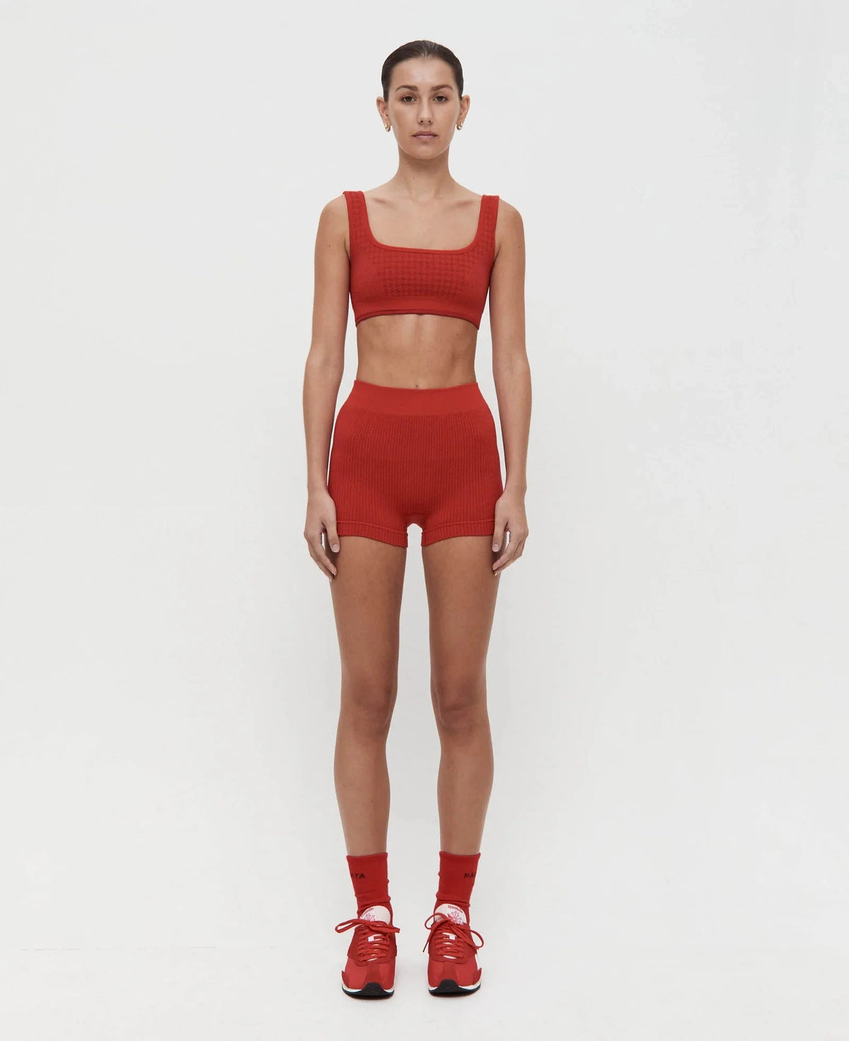 Nagnata // Houndstooth Wool Bralet / Crimson Womens Nagnata 
