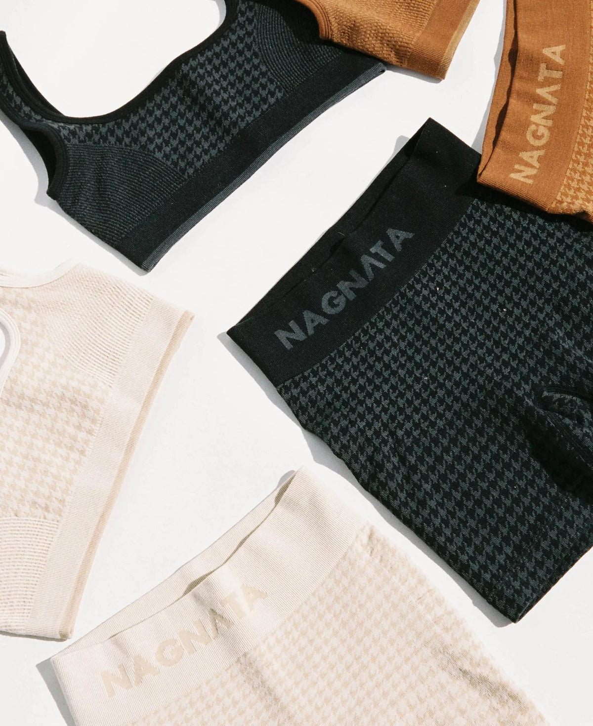Nagnata // Houndstooth Wool Mini Short / Bone White Womens Nagnata 