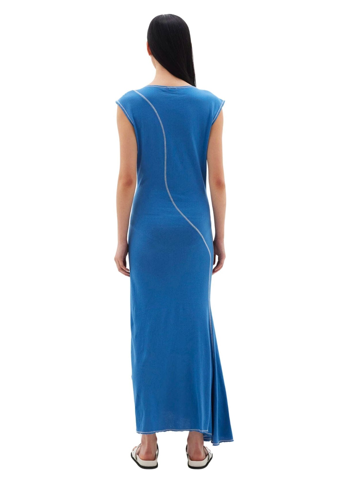 Paneled Cap Sleeve Tank Dress / Dutch Blue &amp; Natural Womens Bassike 
