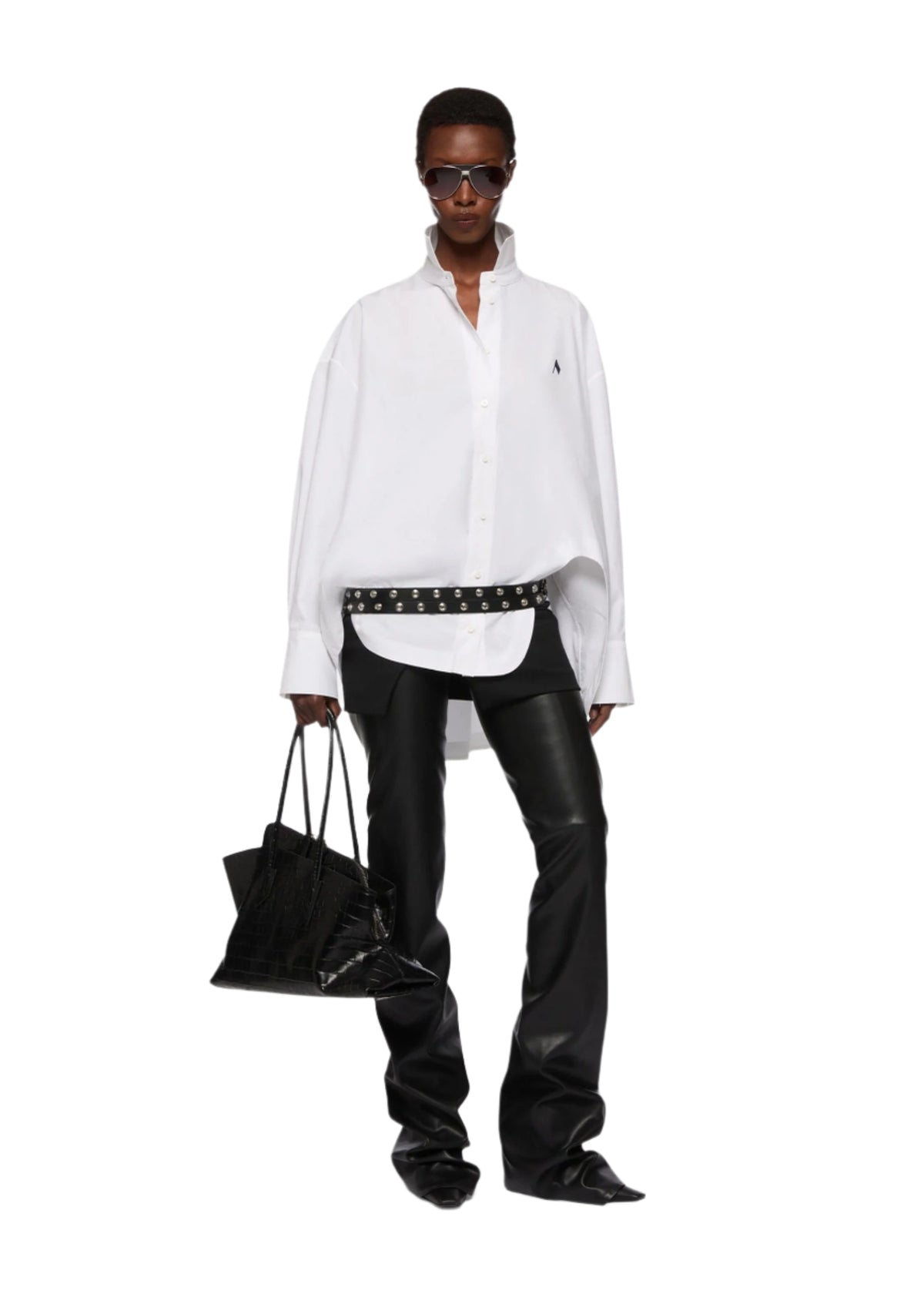 Popeline Shirt / White &amp; Navy Blue Womens The Attico 