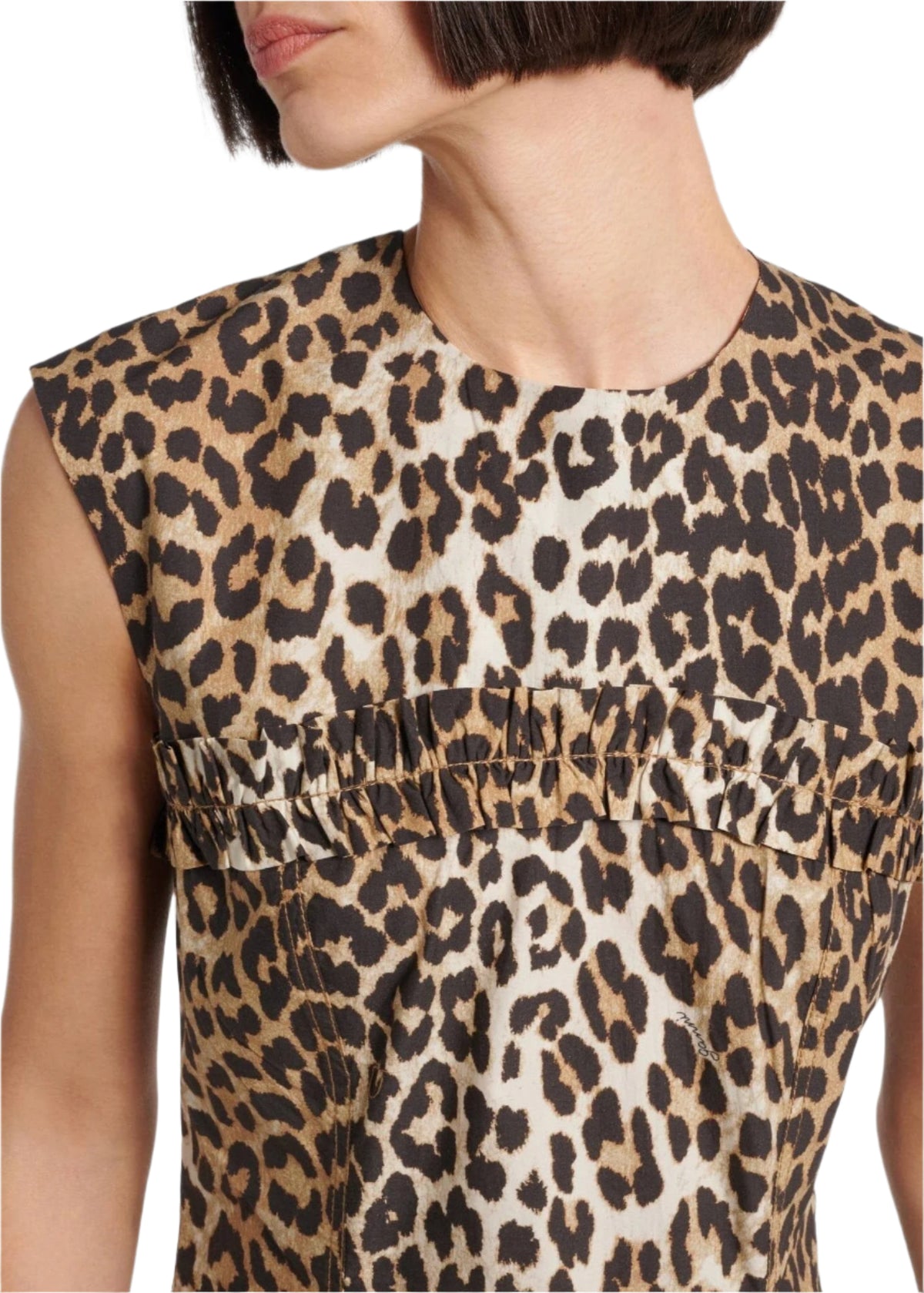 GANNI // Printed Cotton Corset Mini Dress / Leopard