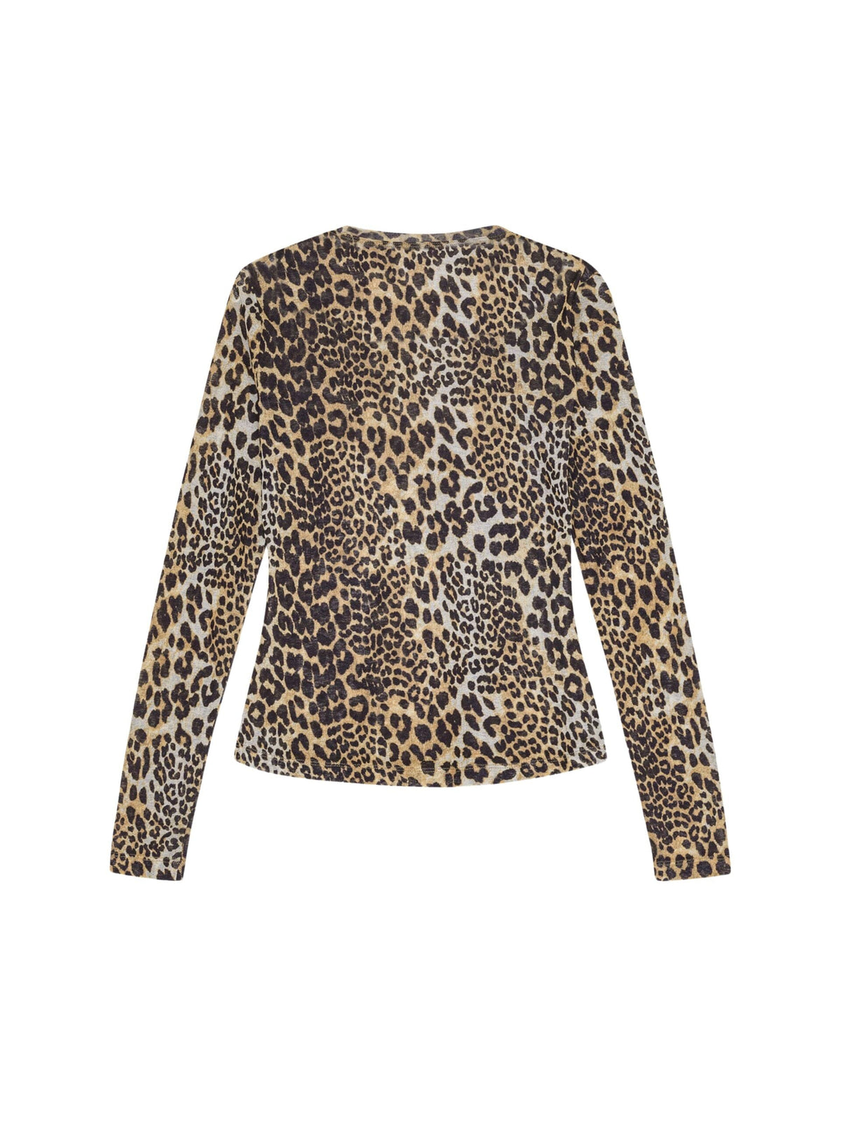 Printed Marl Mesh Long Sleeve Top / Leopard Womens GANNI 