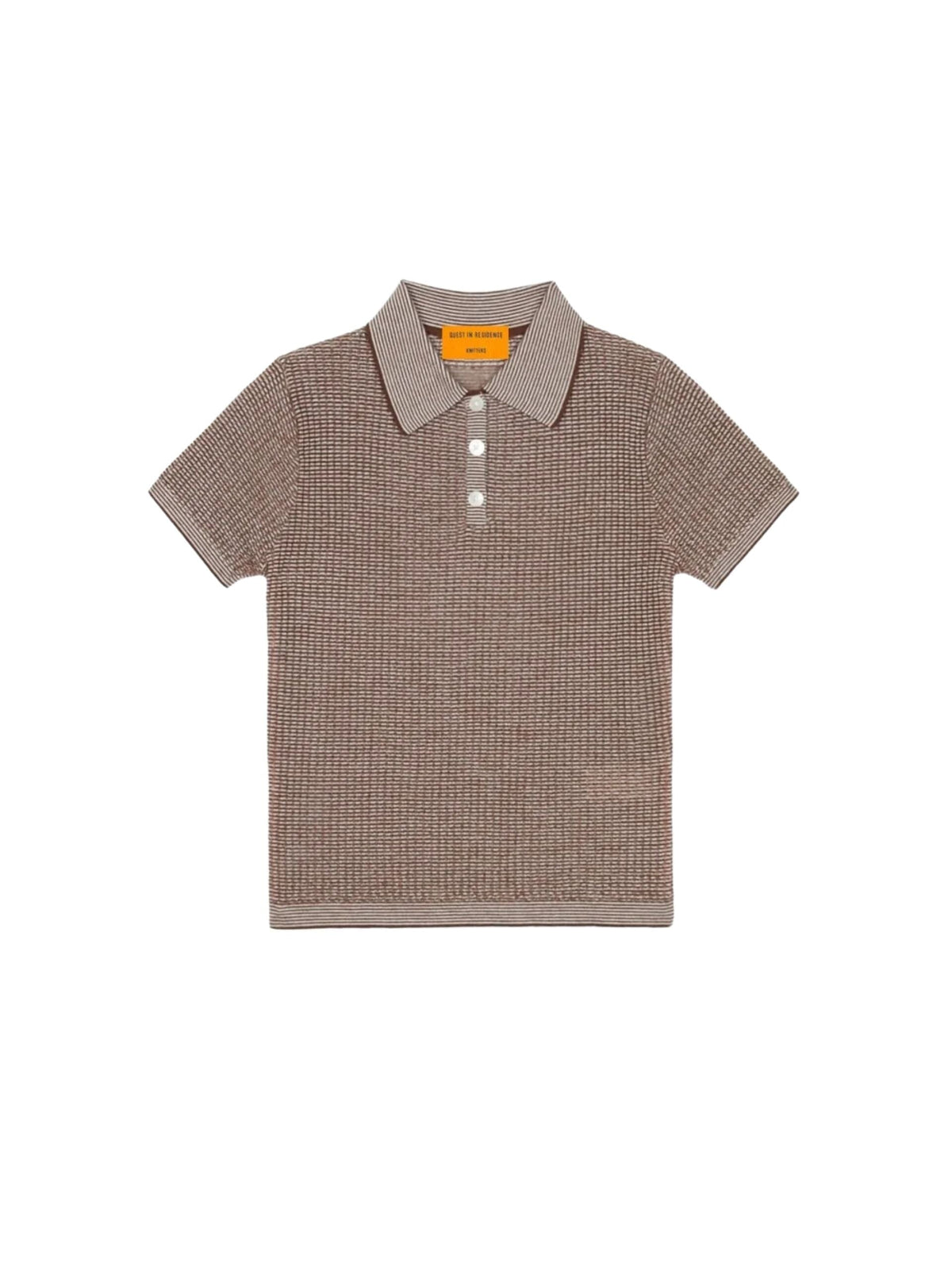 Shrunken Polo In Cashmere / Chestnut &amp; Cream Womens Guest In Residence 