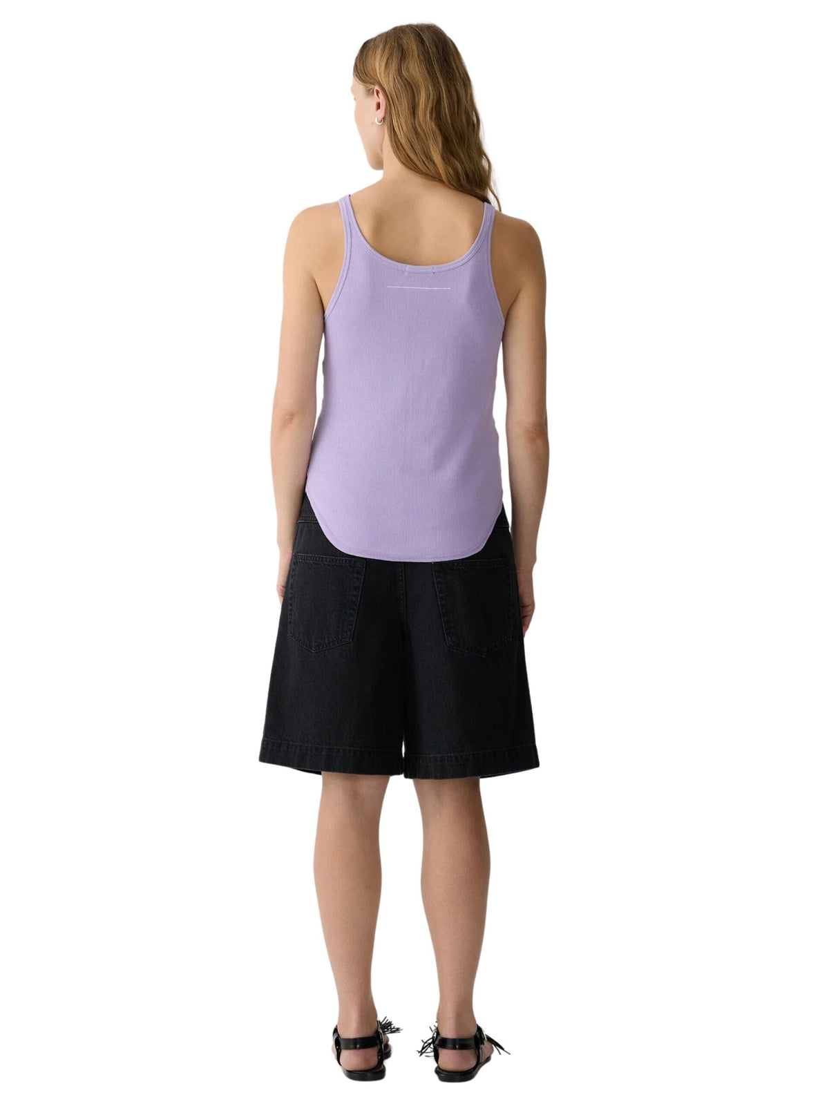 Slim Scoop Rib Tank / Faded Lavender Womens Bassike 