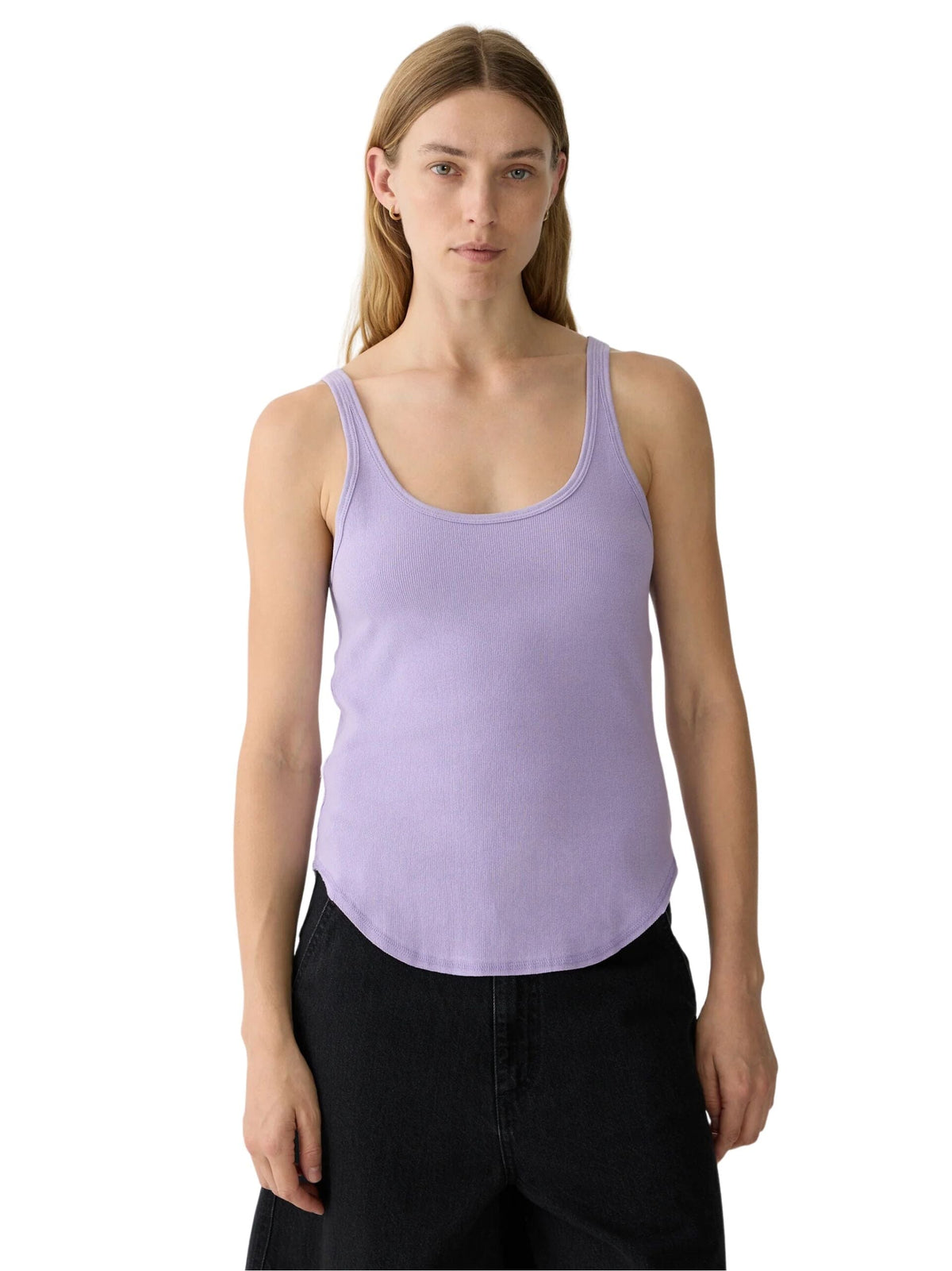 Slim Scoop Rib Tank / Faded Lavender Womens Bassike 