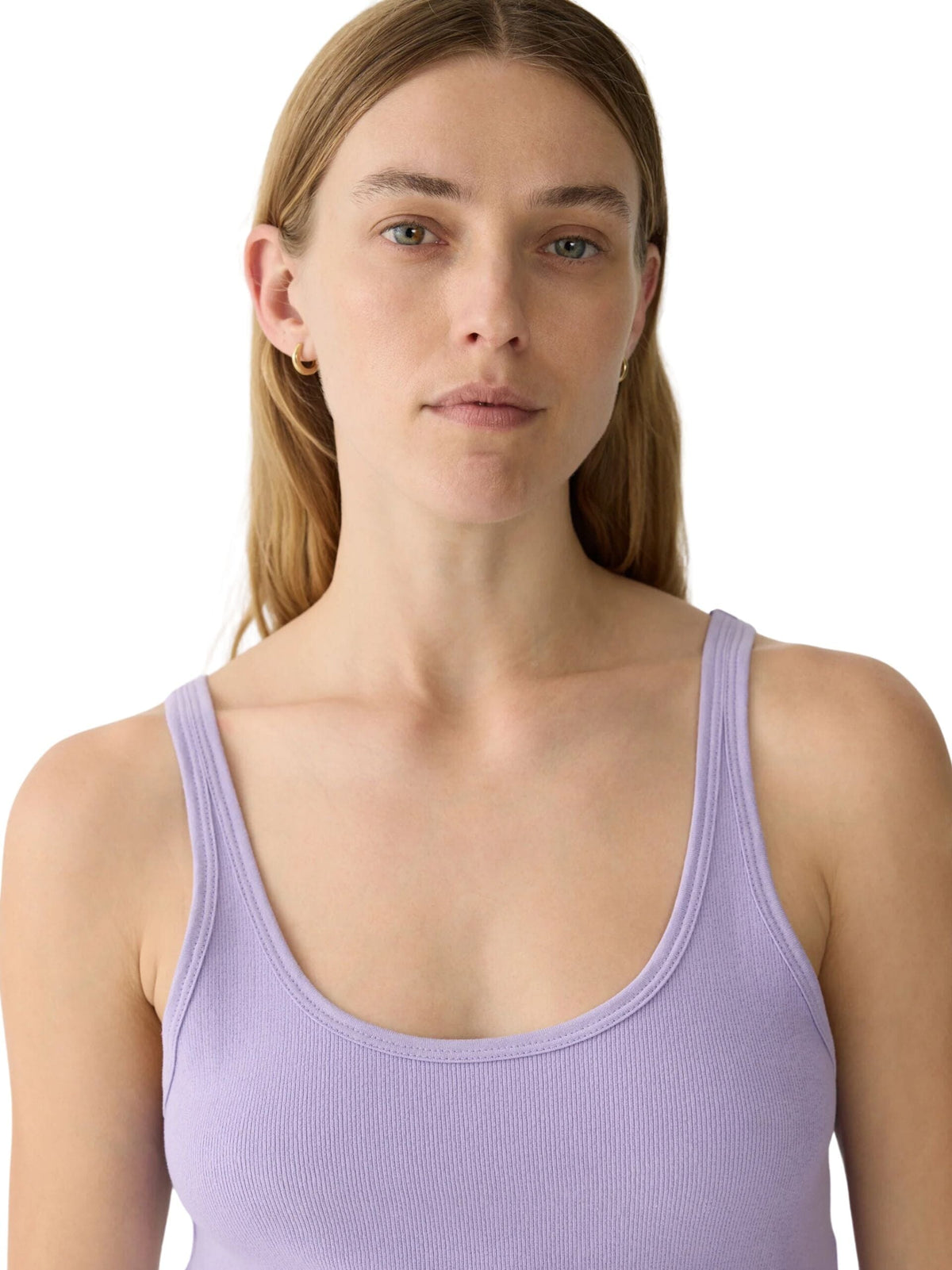 Slim Scoop Rib Tank / Faded Lavender Womens Bassike 