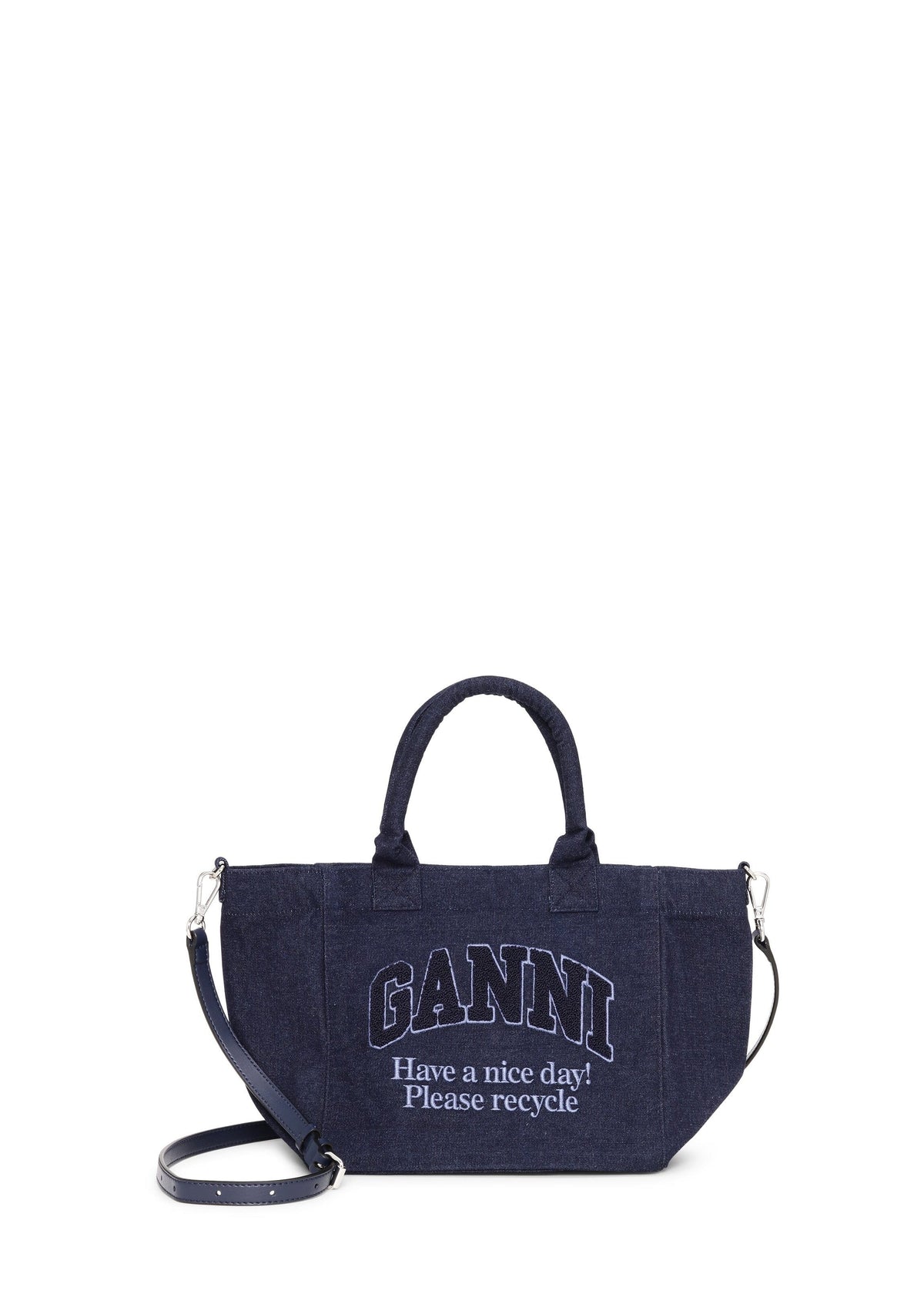 Small Easy Shopper Denim / Dark Navy Womens GANNI 