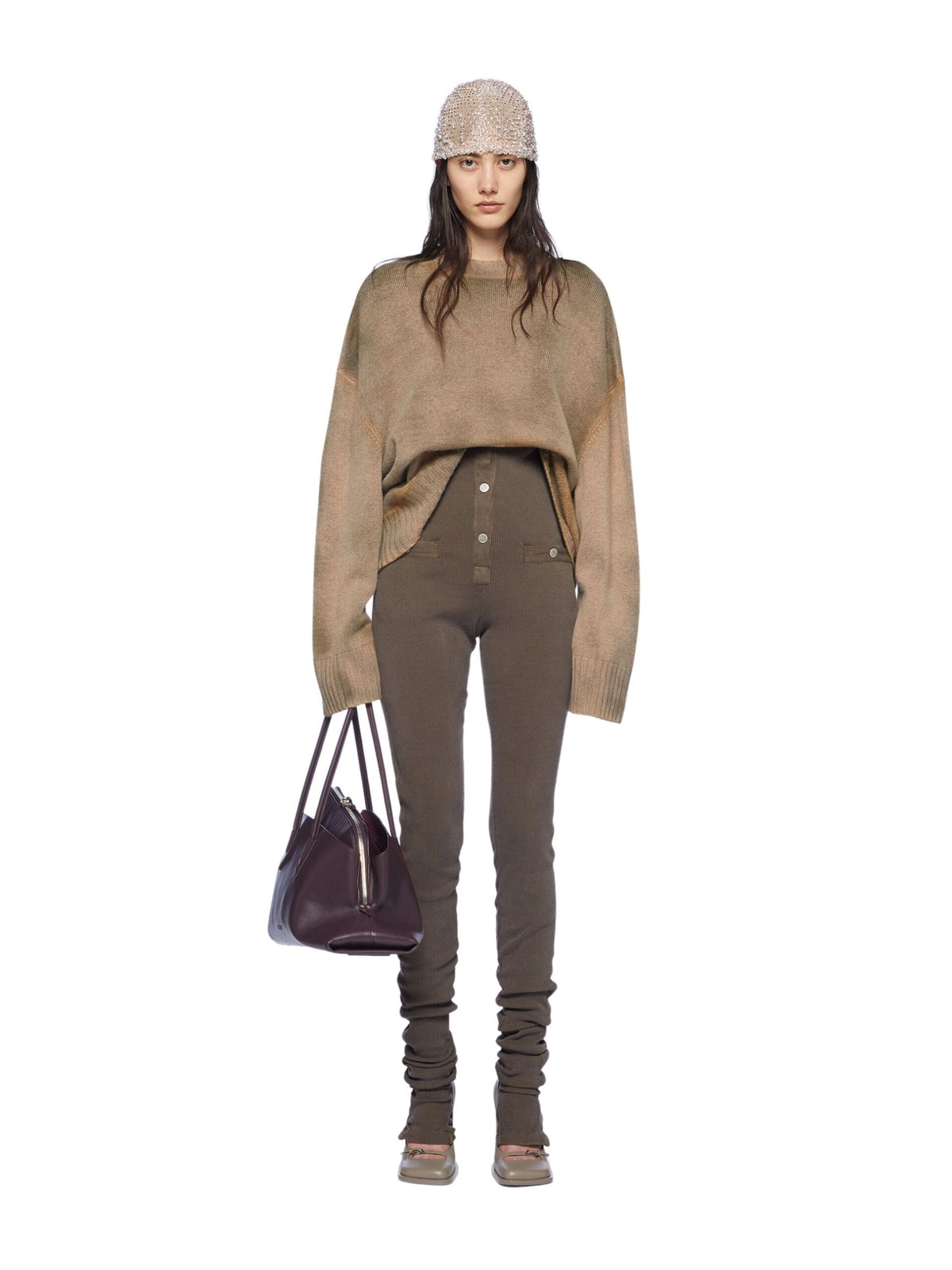 Sweater Laminated Cashmere Wool / Camel Womens The Attico 