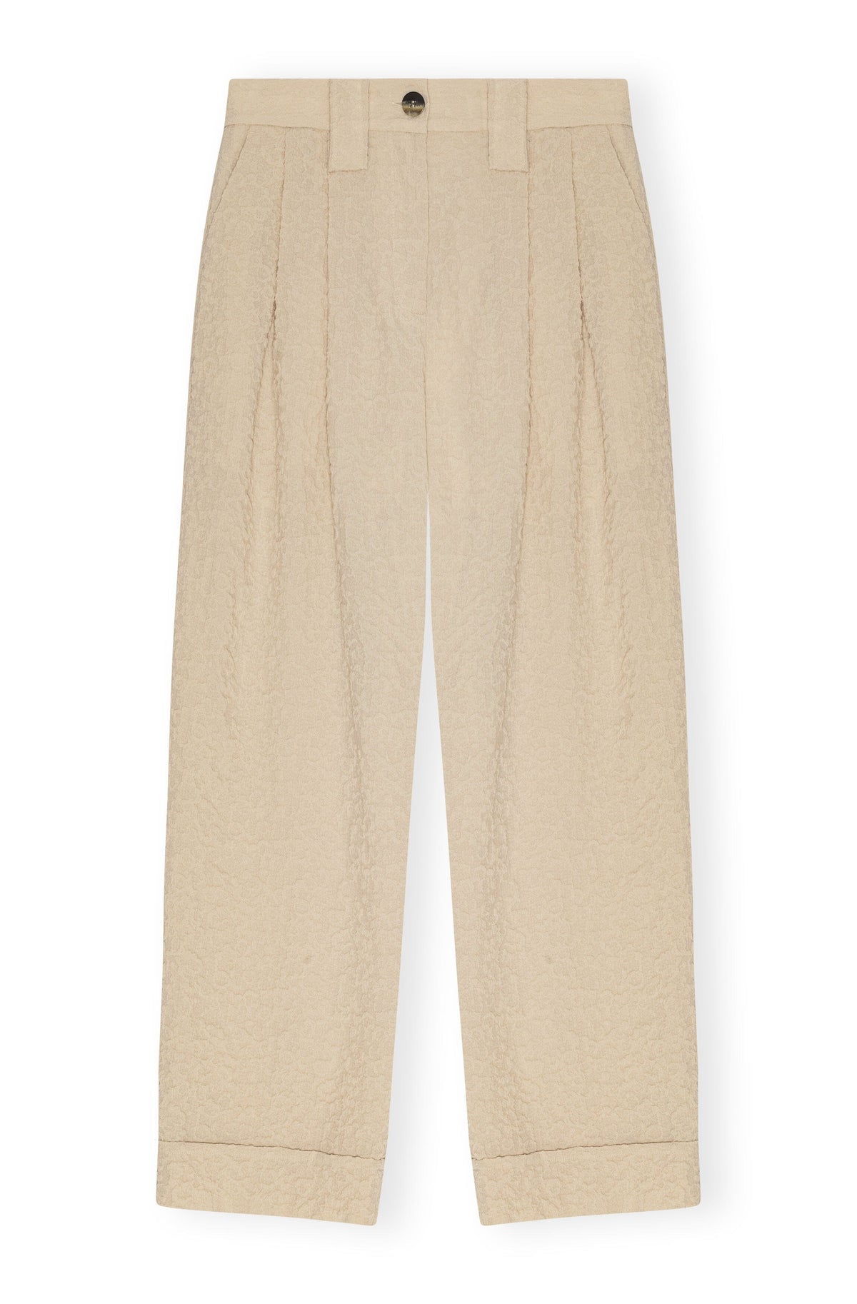 Textured Suiting Mid Waist Pants / Oyster Grey Womens GANNI 